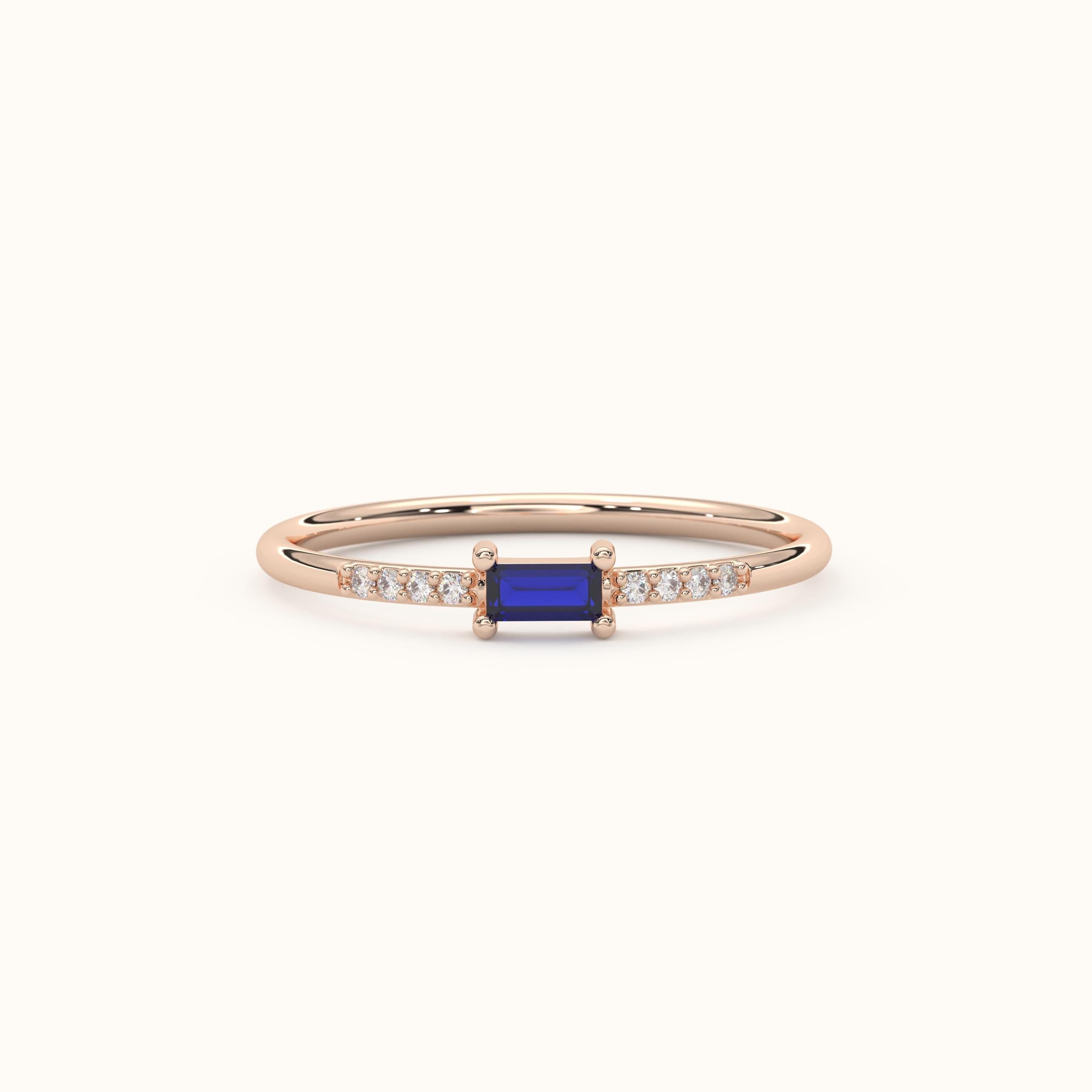 Gold Birthstone Ring Delicate Stackable Band