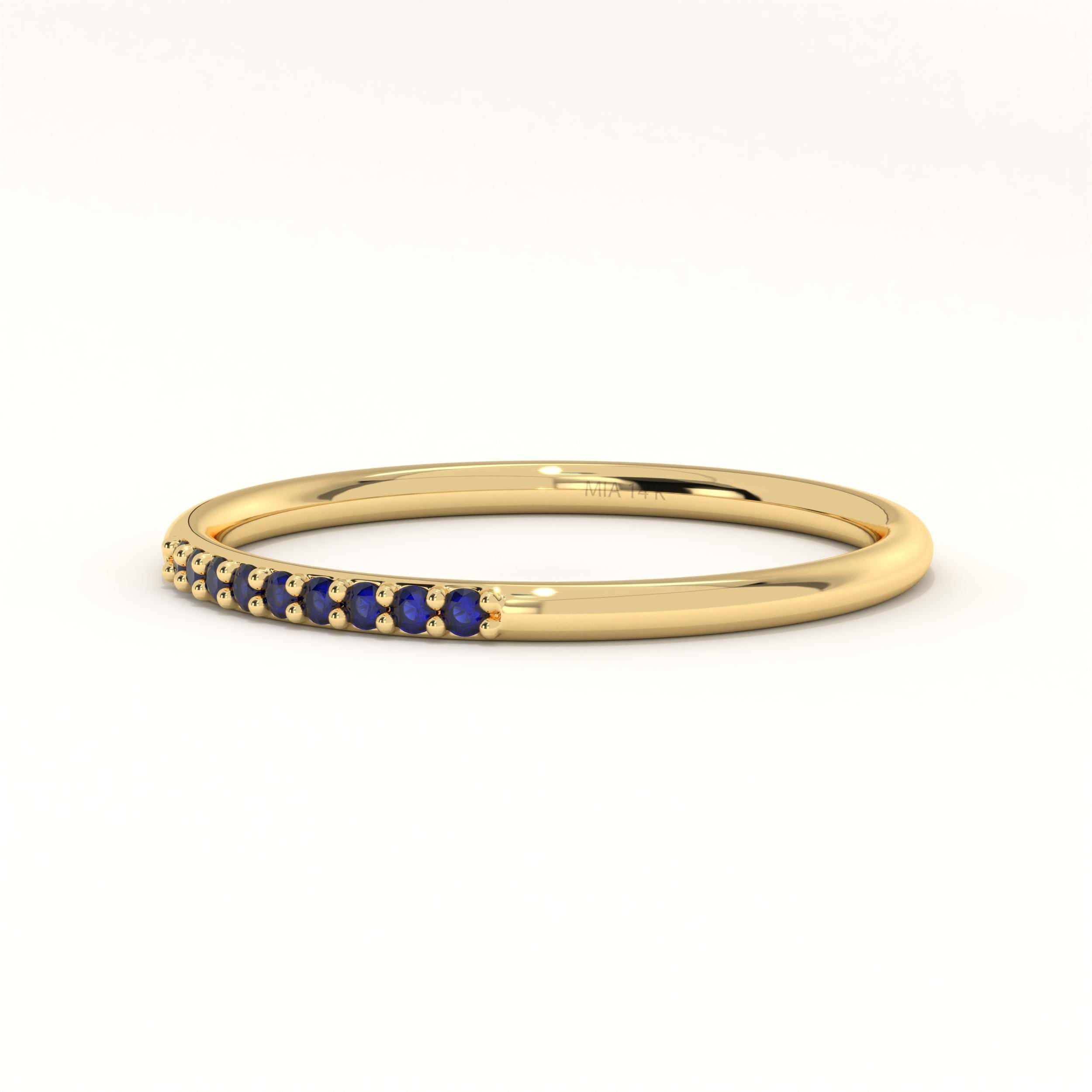 Blue Sapphire Ring Solid Gold Dainty Band