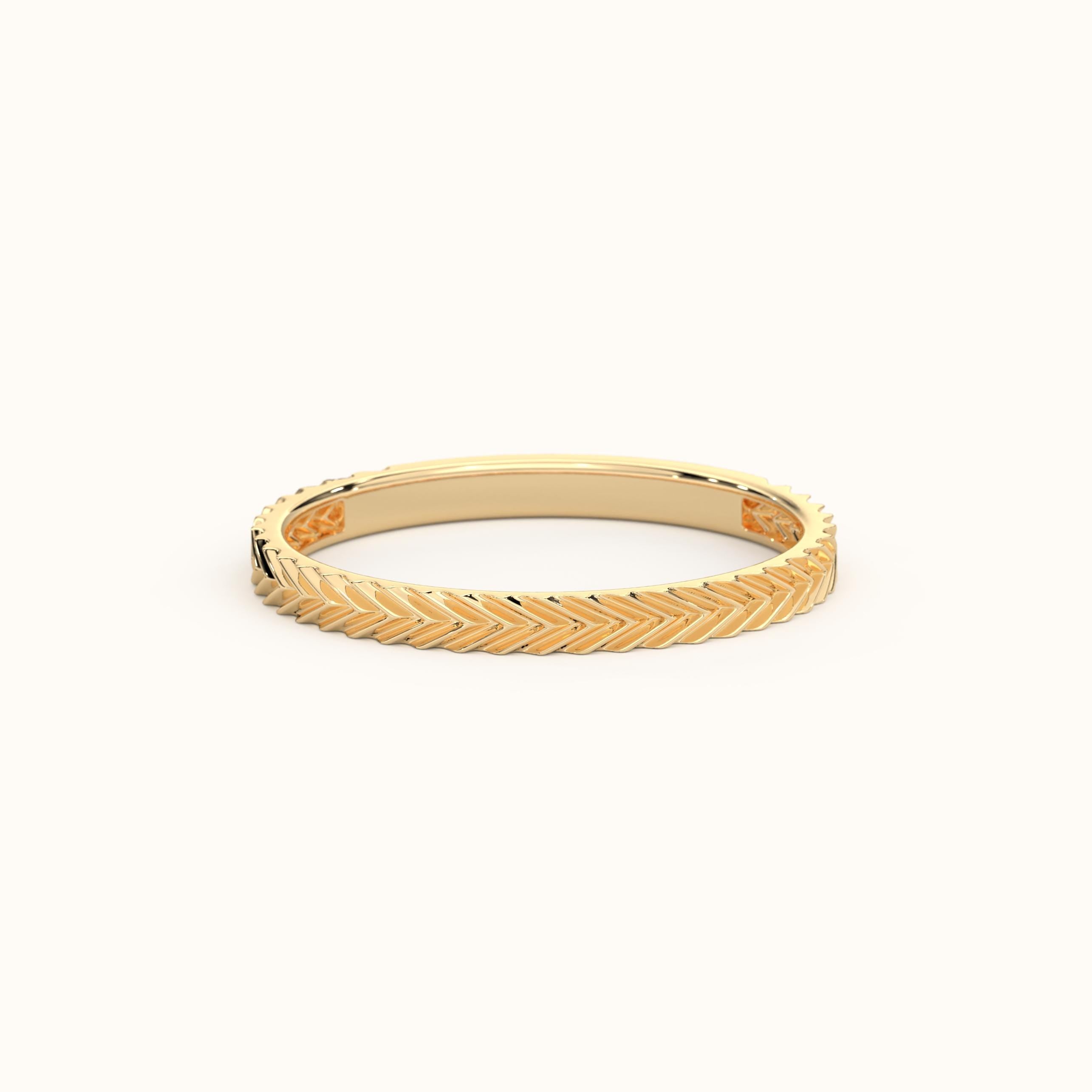 Solid Gold Herringbone Ring