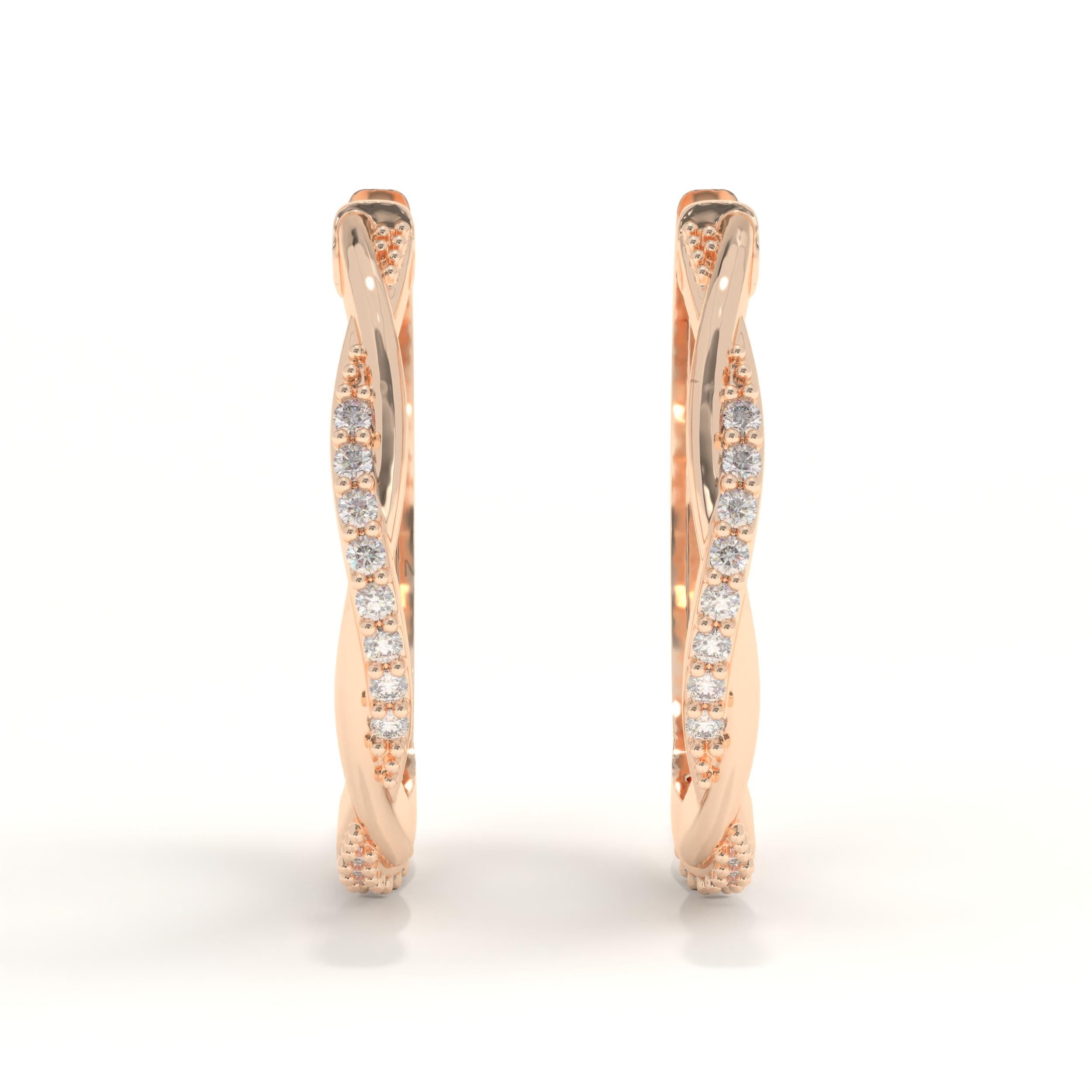 Rose Gold Twist Hoop Earrings