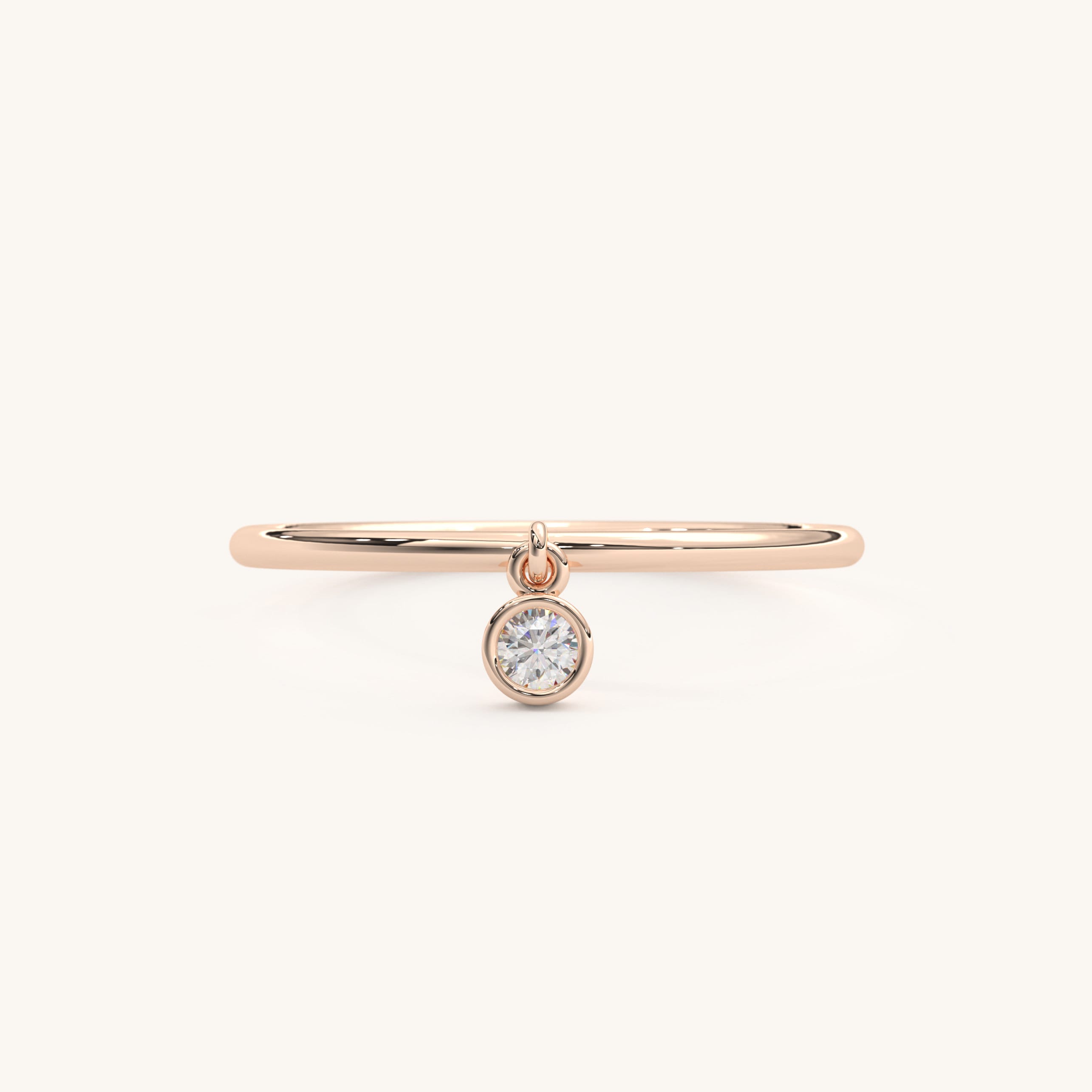 Solitaire Diamond Ring Minimalist Gold Band Dangle Style