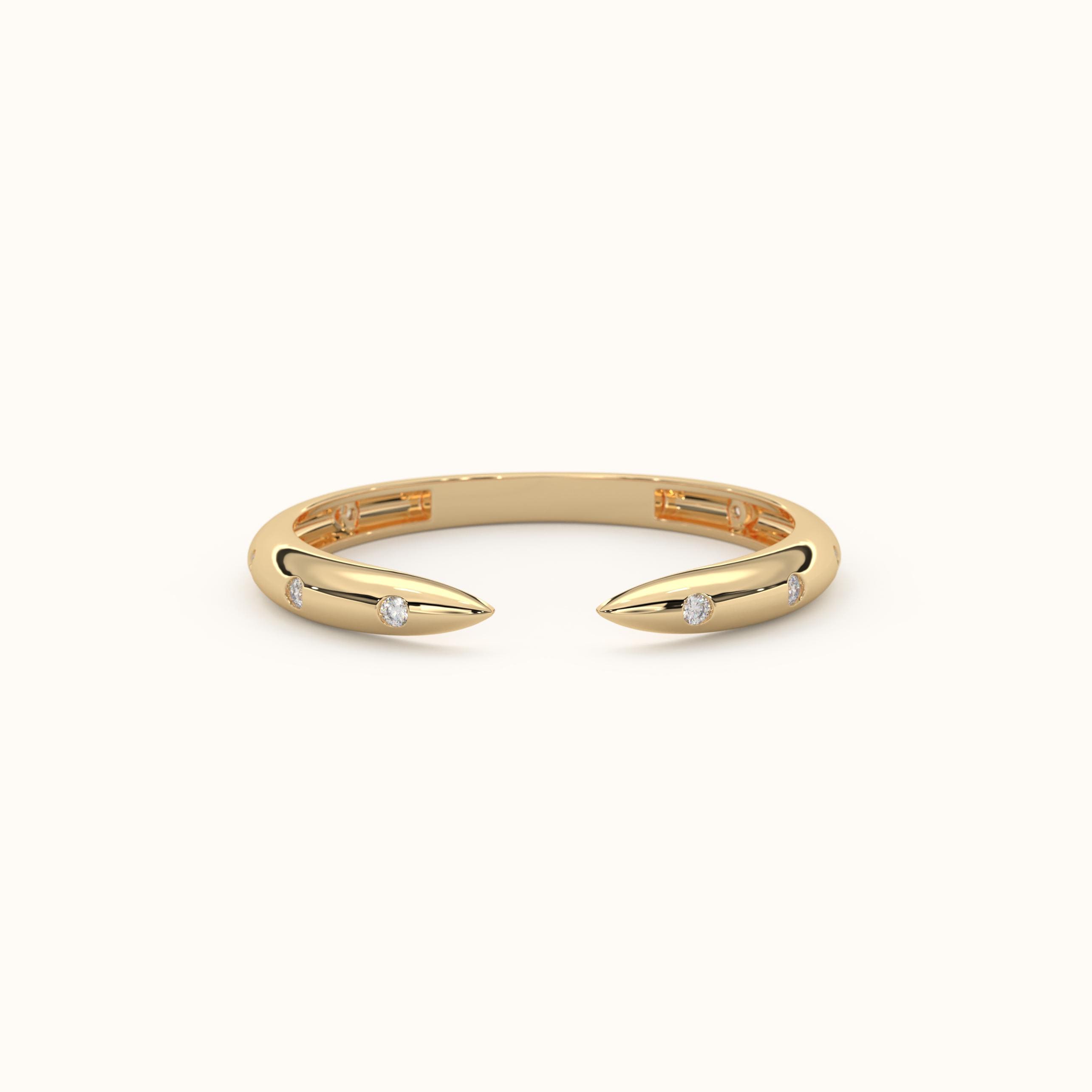 Diamond Open Ring Solid Gold Flush Set Band