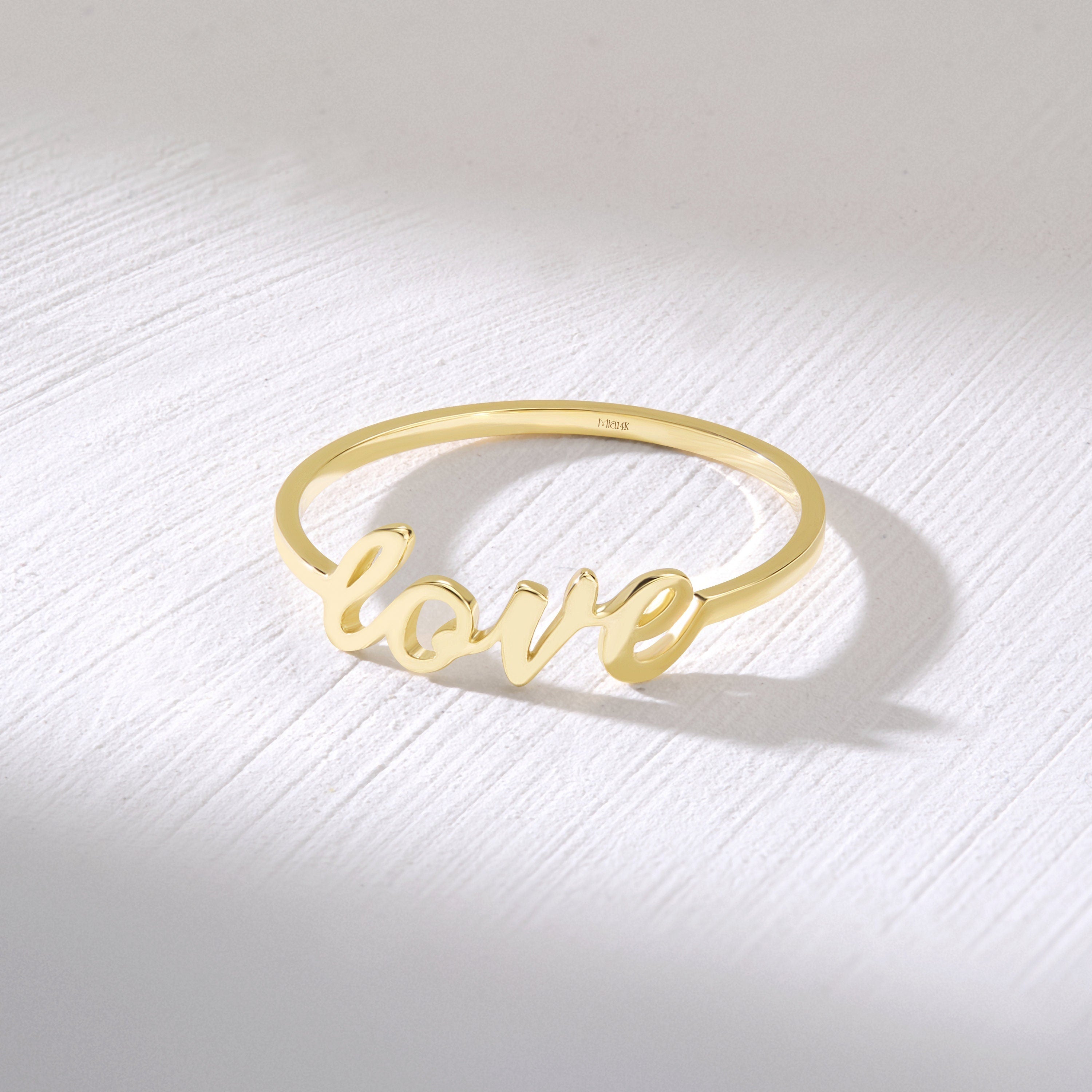 14K Gold Love Ring Handcrafted Solid Band