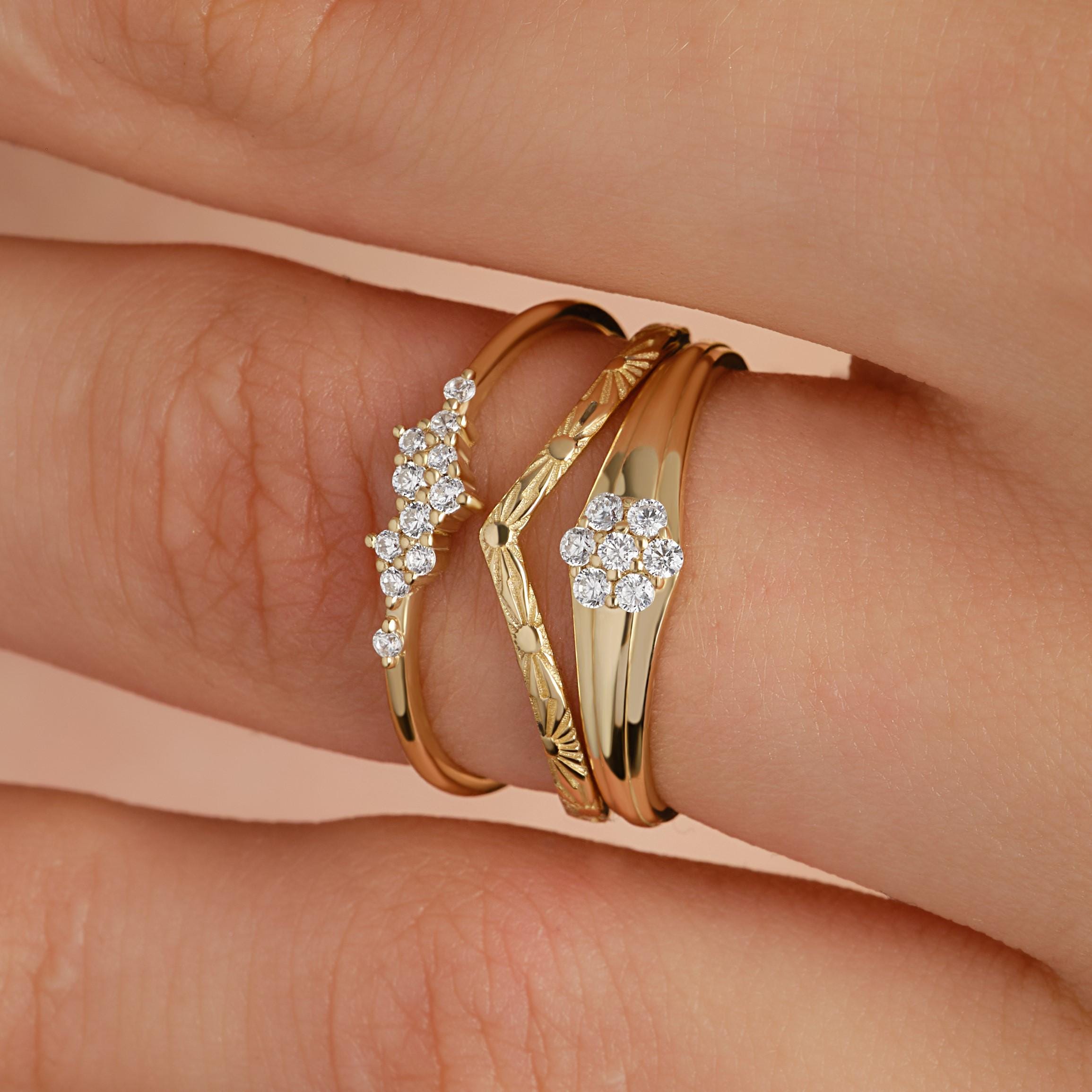 Solid Gold Cluster Ring