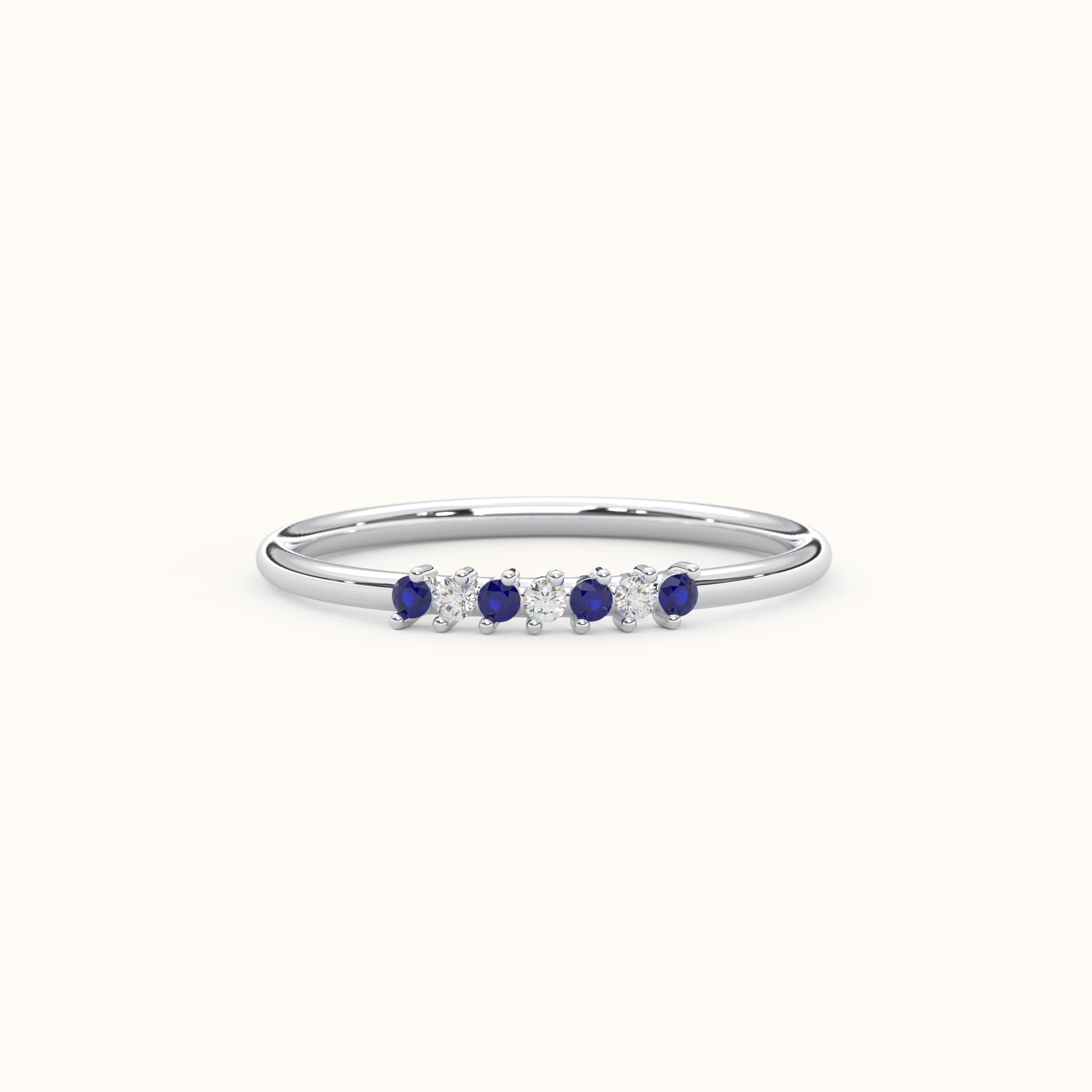 White Gold Sapphire Ring Custom Gold Band