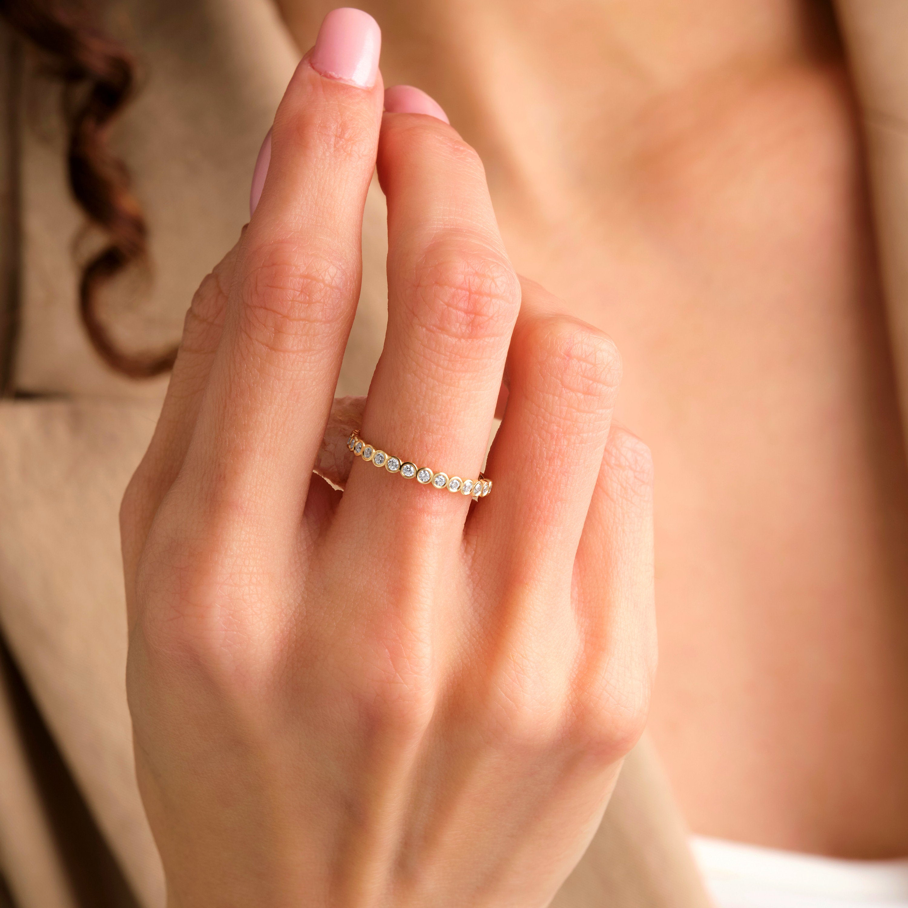 Half Eternity Ring Bezel Set Diamond Band