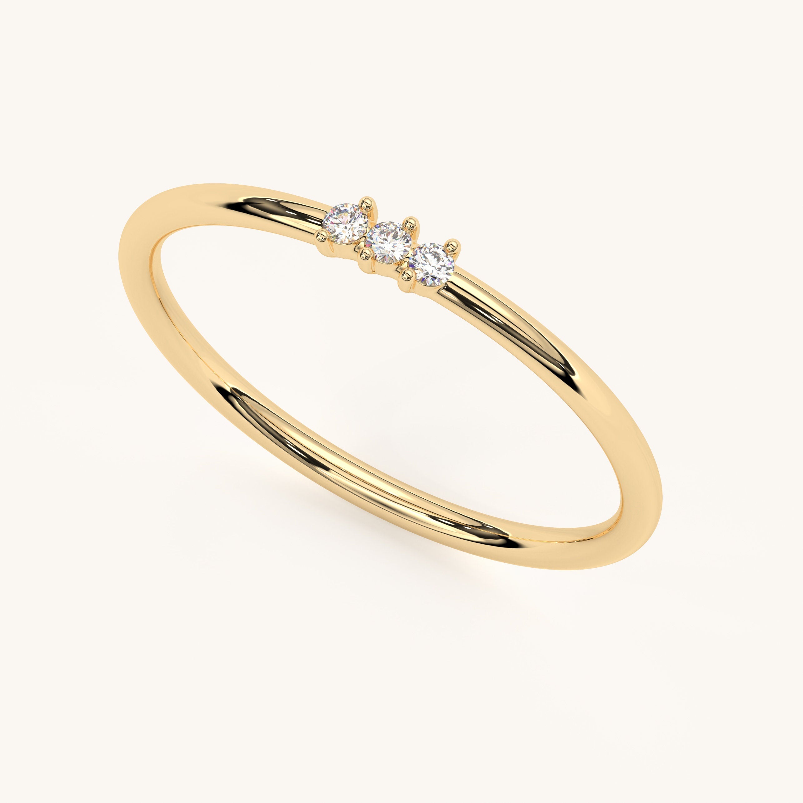 Solid Gold Three Stone Diamond Band