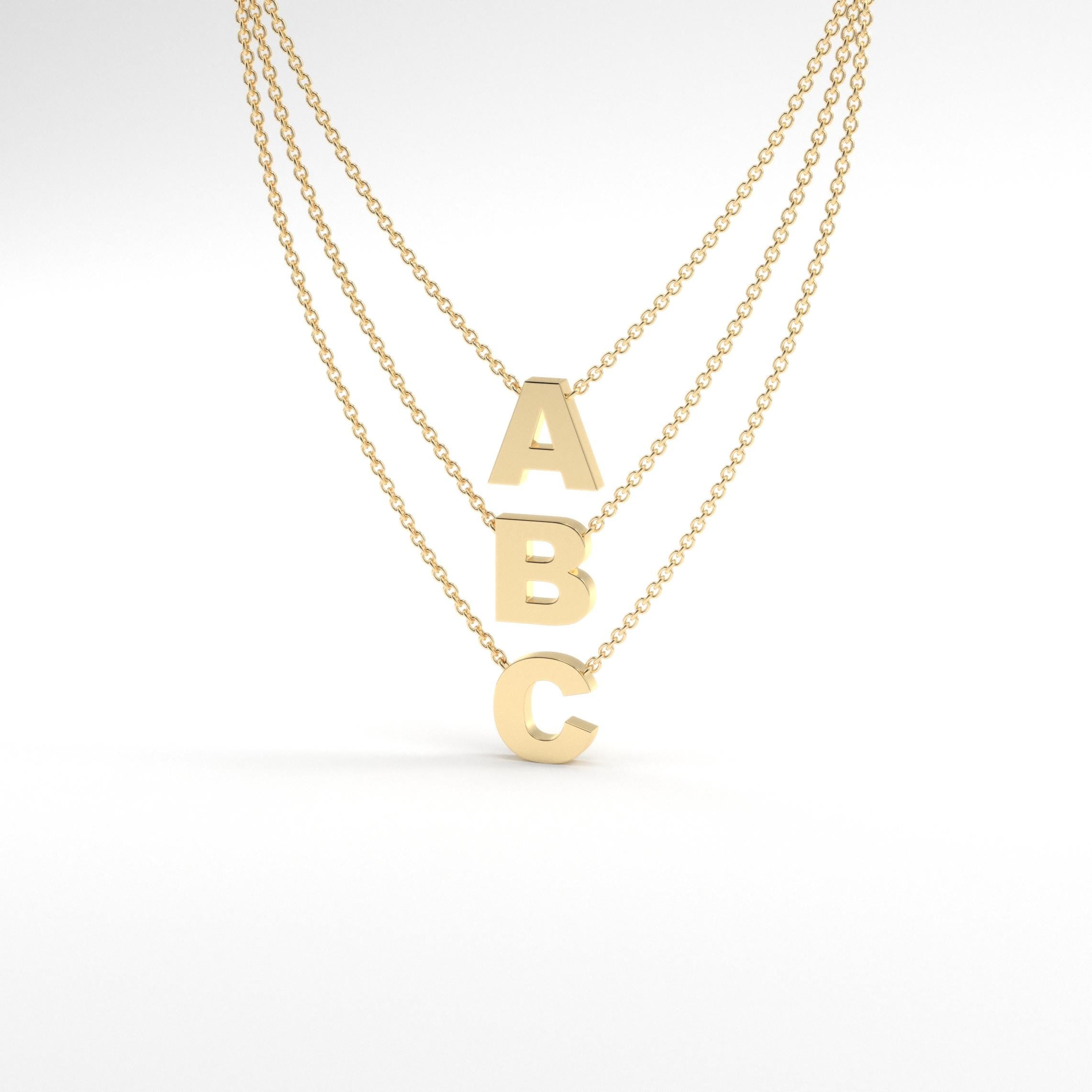 Gold Initial Necklace Minimalist Letter Pendant Jewelry