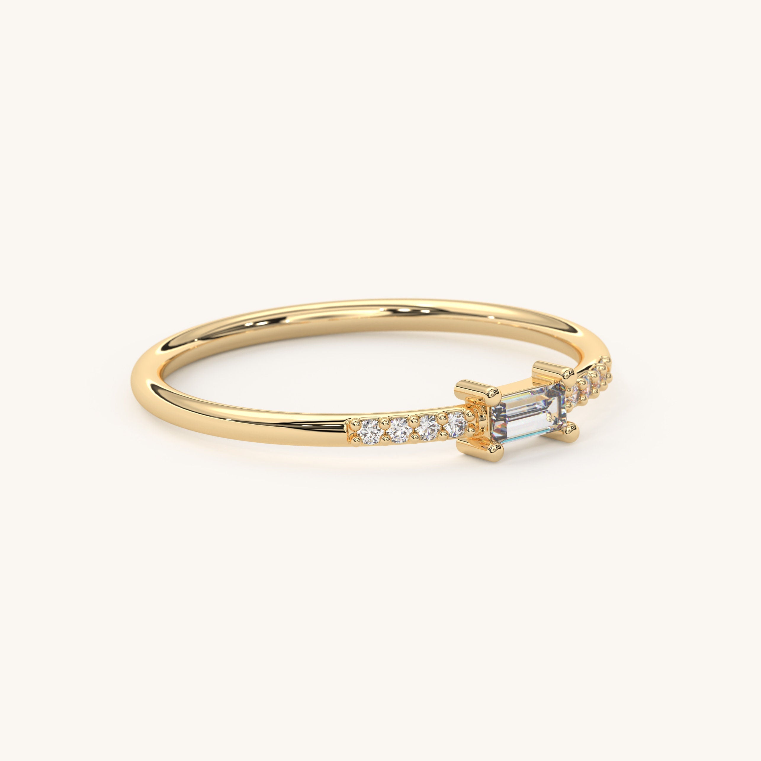 Baguette Diamond Solid Gold Ring