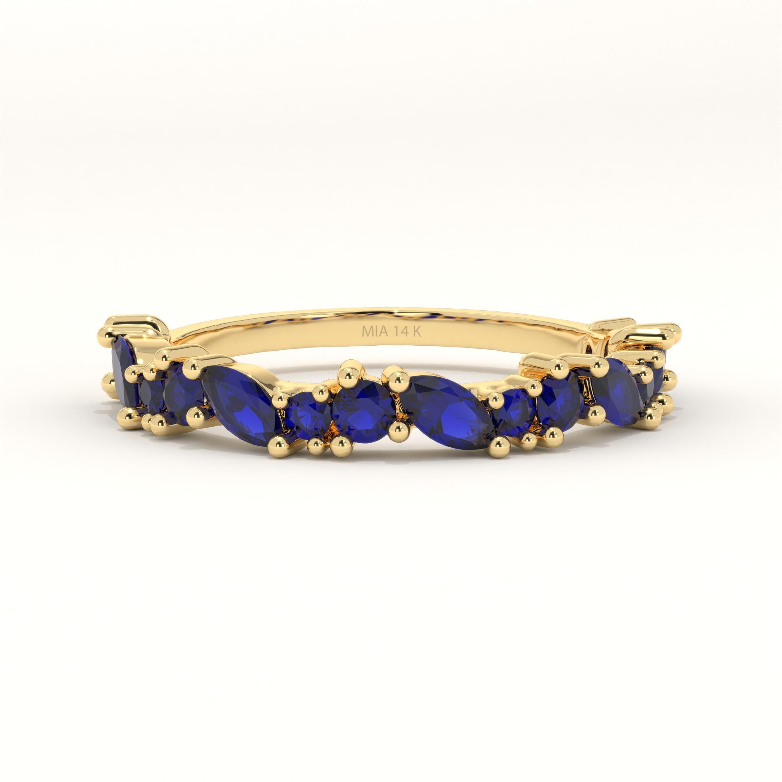 Sapphire Eternity Band Solid Gold Stacking Ring