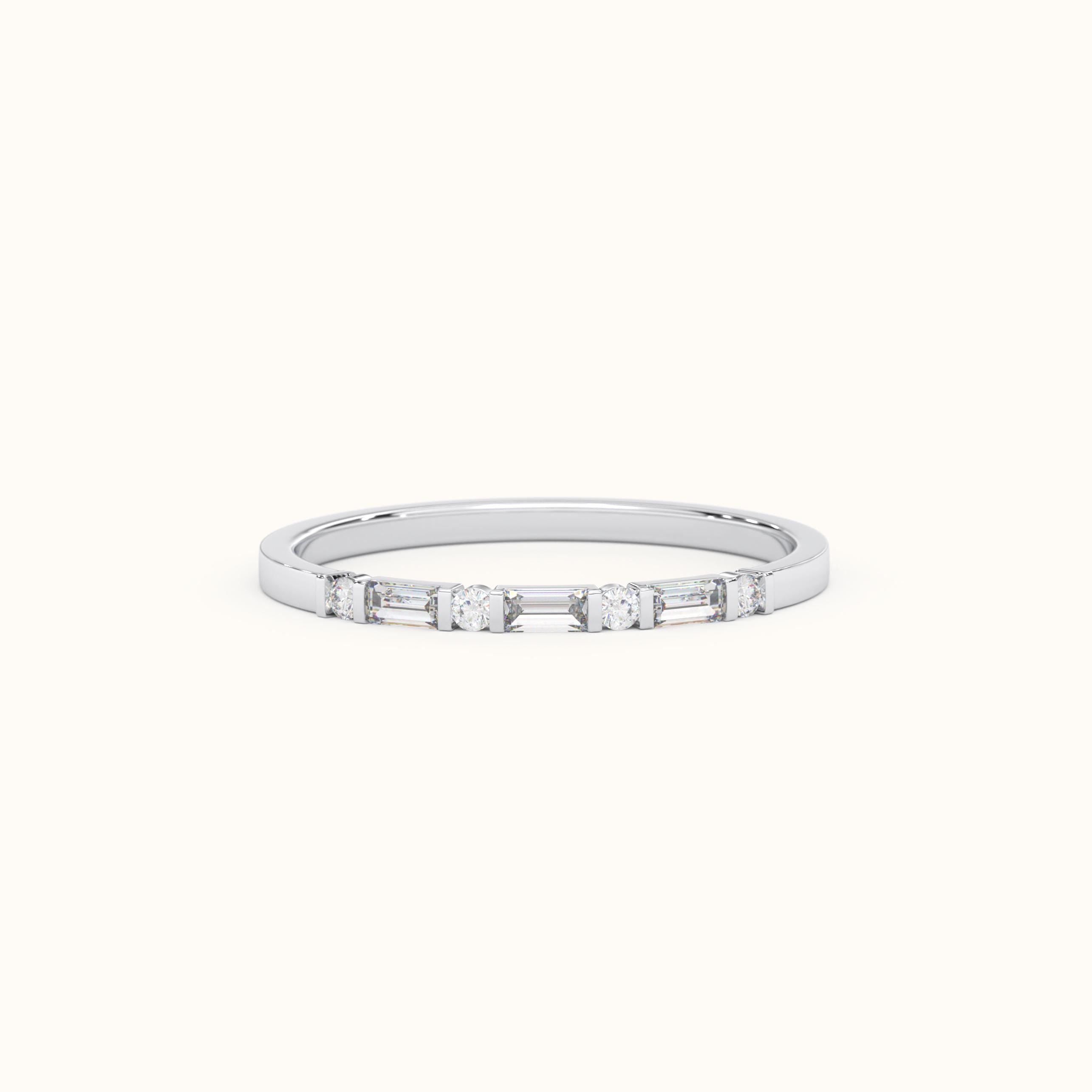 Baguette Diamond Ring Dainty Stacking Band