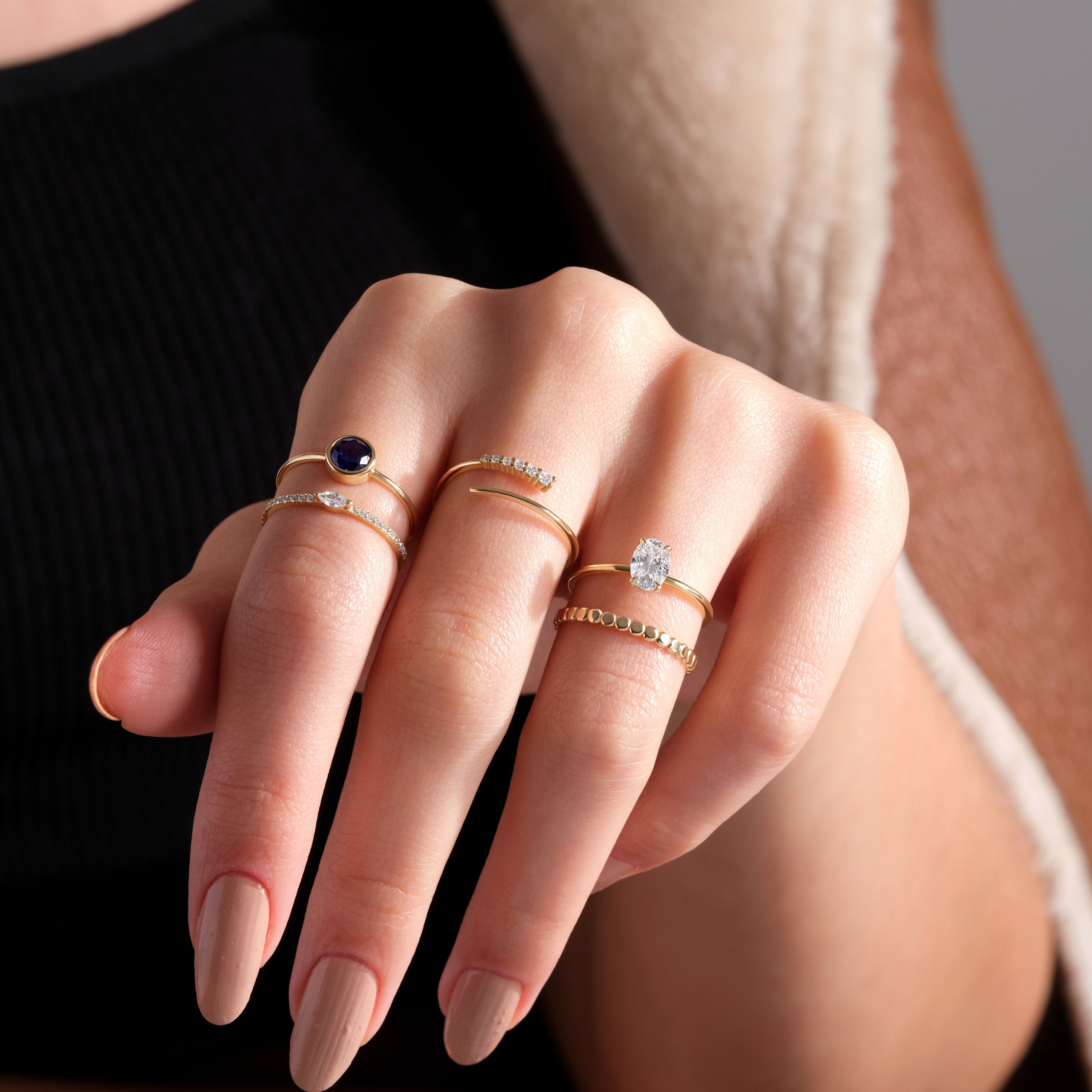 Oval Engagement Ring Solid Gold Diamond Solitaire