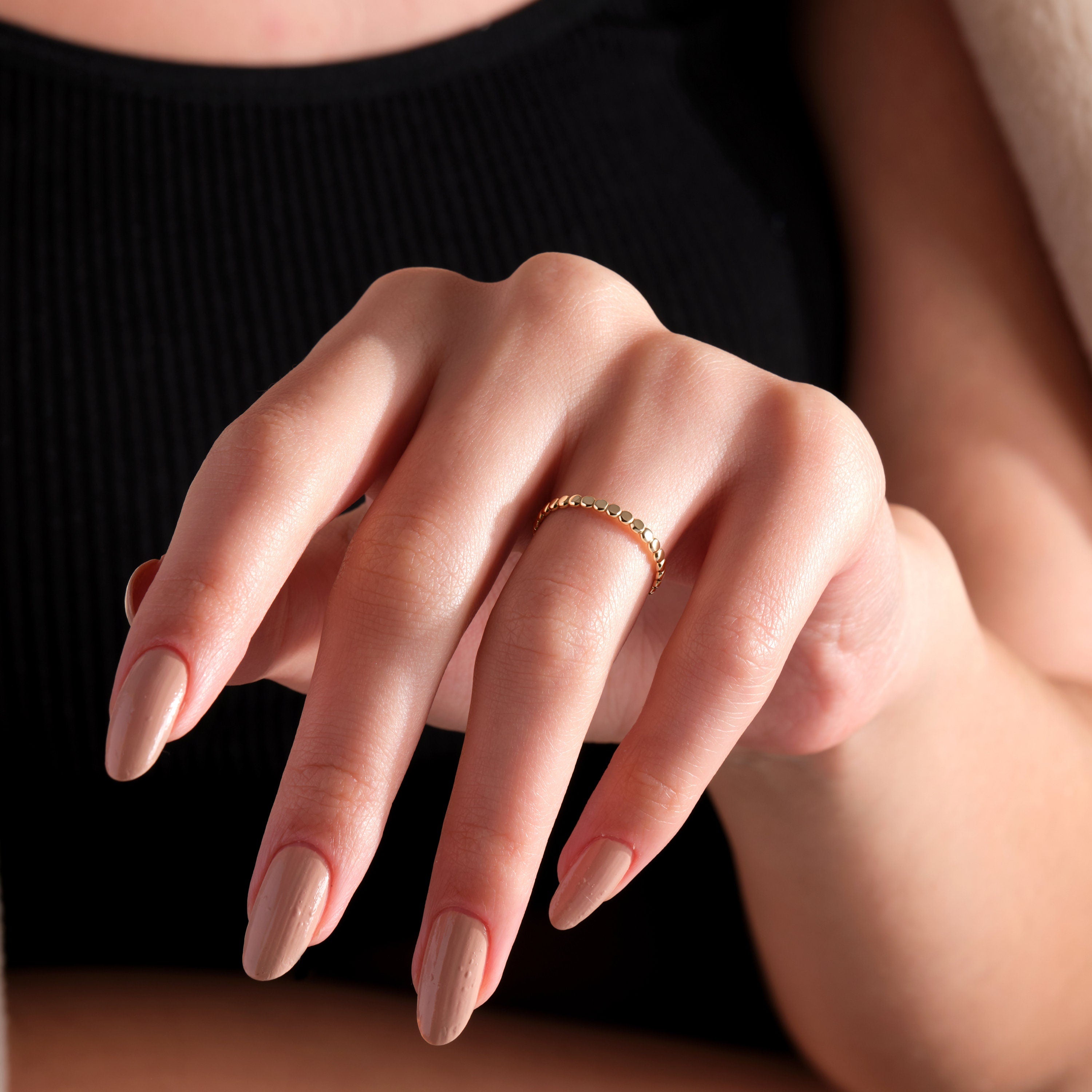 Solid Gold Wedding Band Dainty Minimalist Stacking Ring