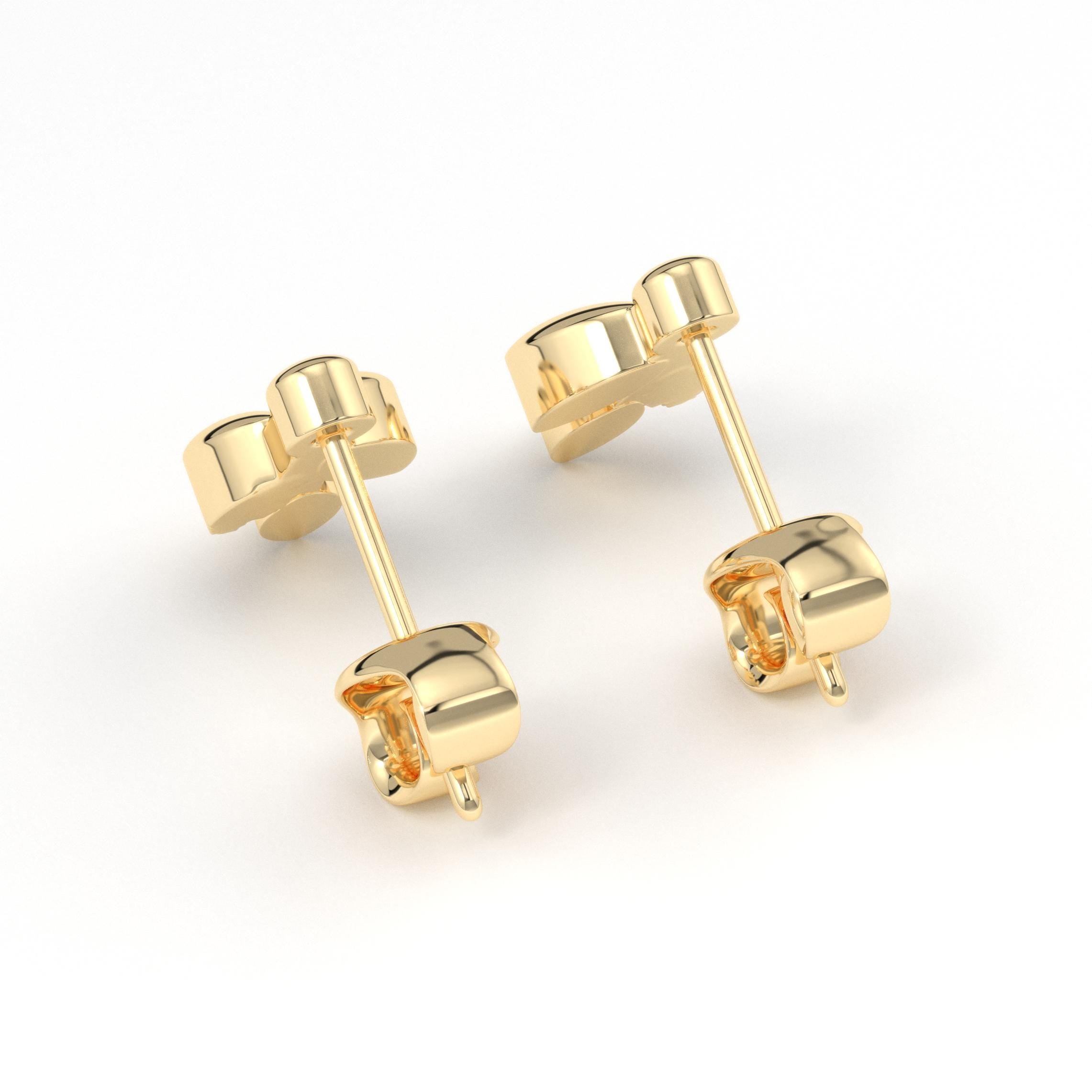 Solid Gold Olive Branch Design Stud Earrings