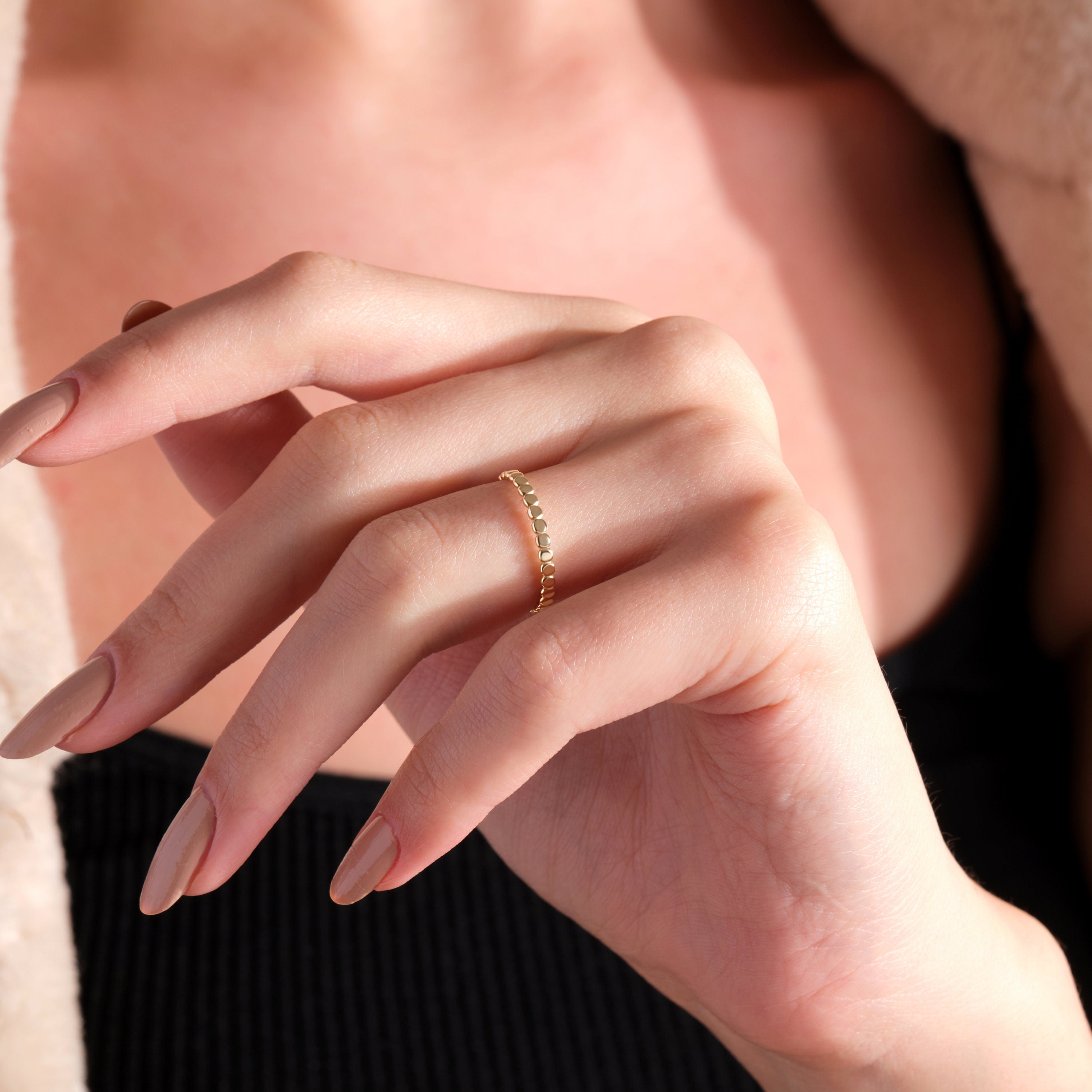 Solid Gold Wedding Band Dainty Minimalist Stacking Ring