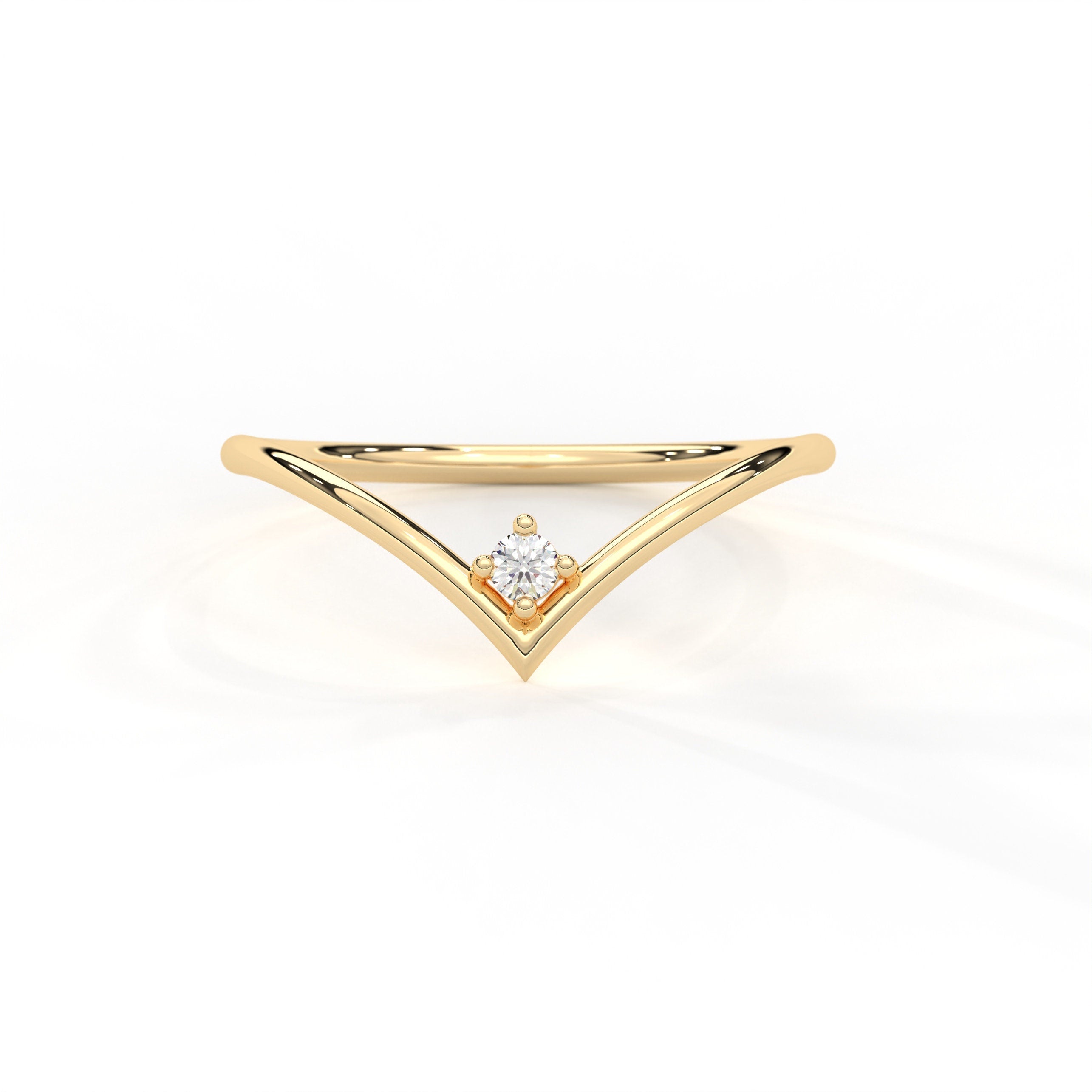 Solid Gold Chevron Wedding Band