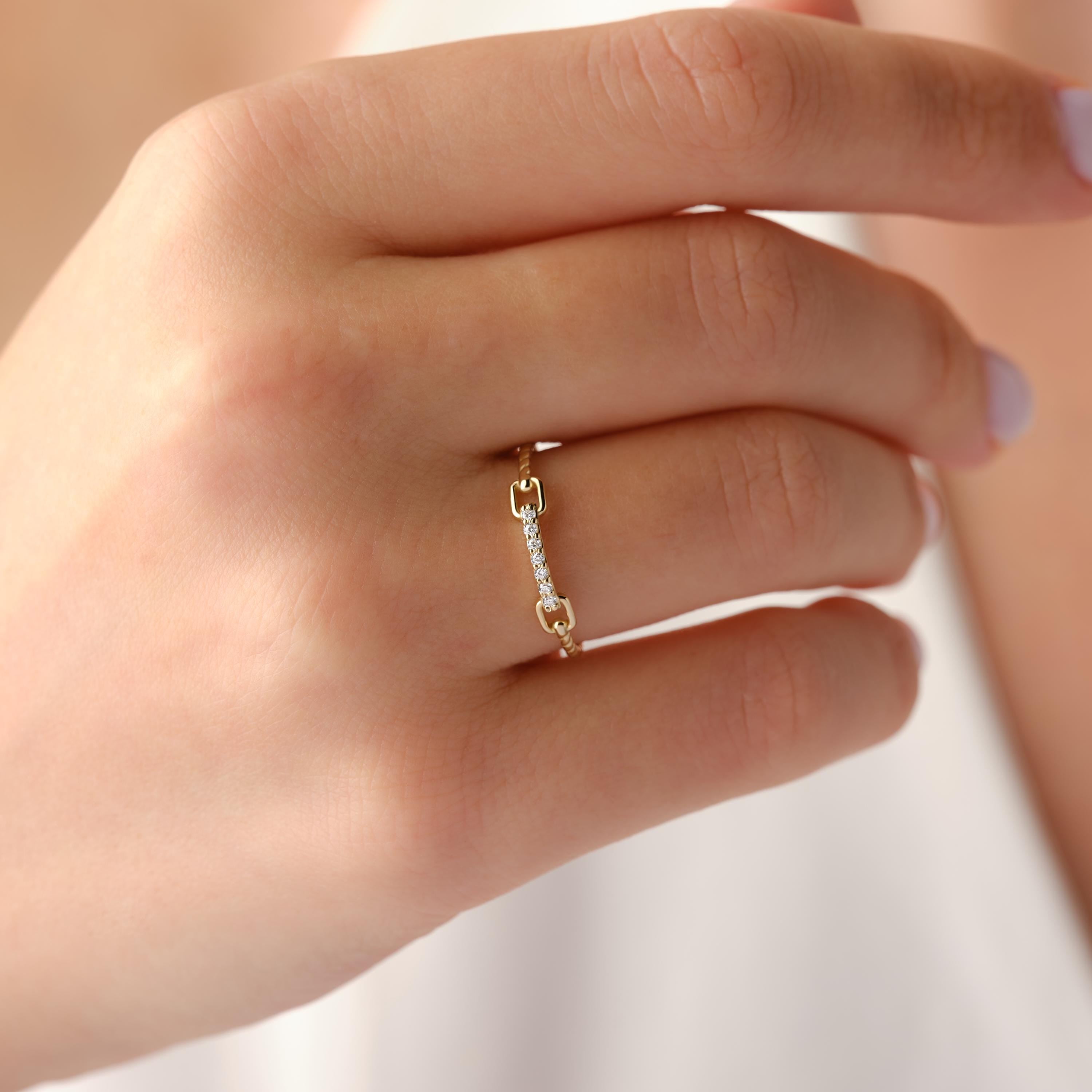 Solid Gold Twisted Rope Pave Ring