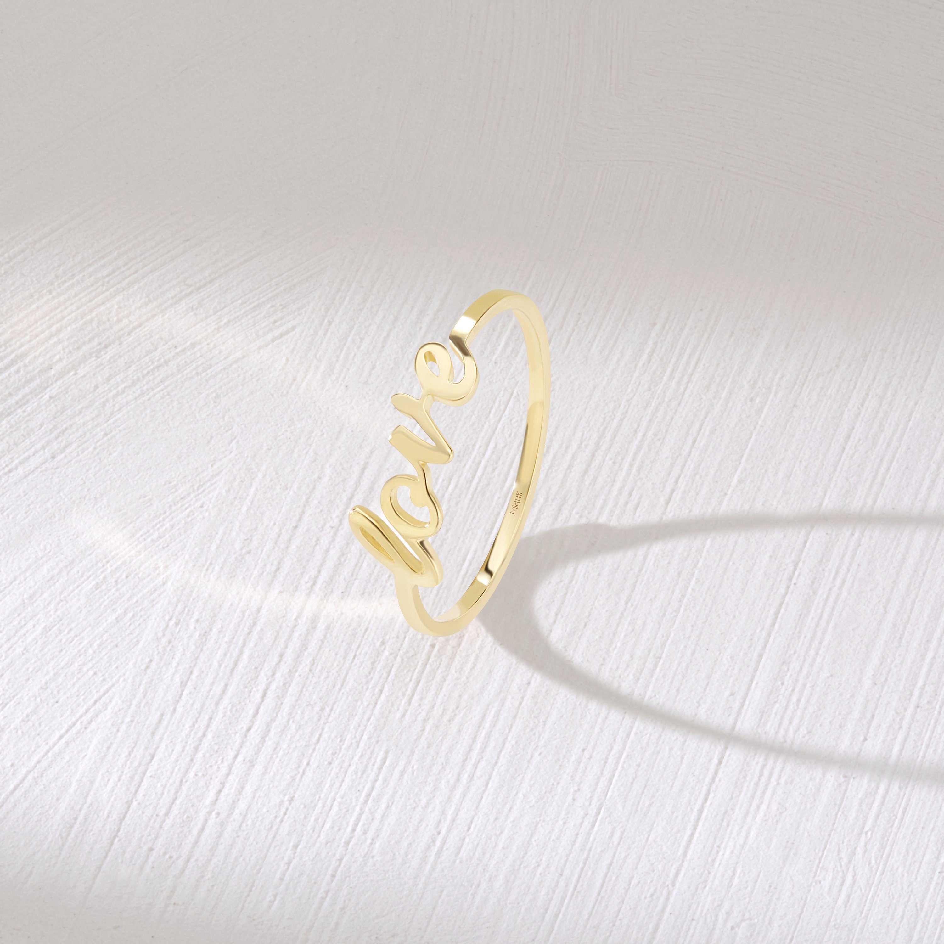 14K Gold Love Ring Handcrafted Solid Band