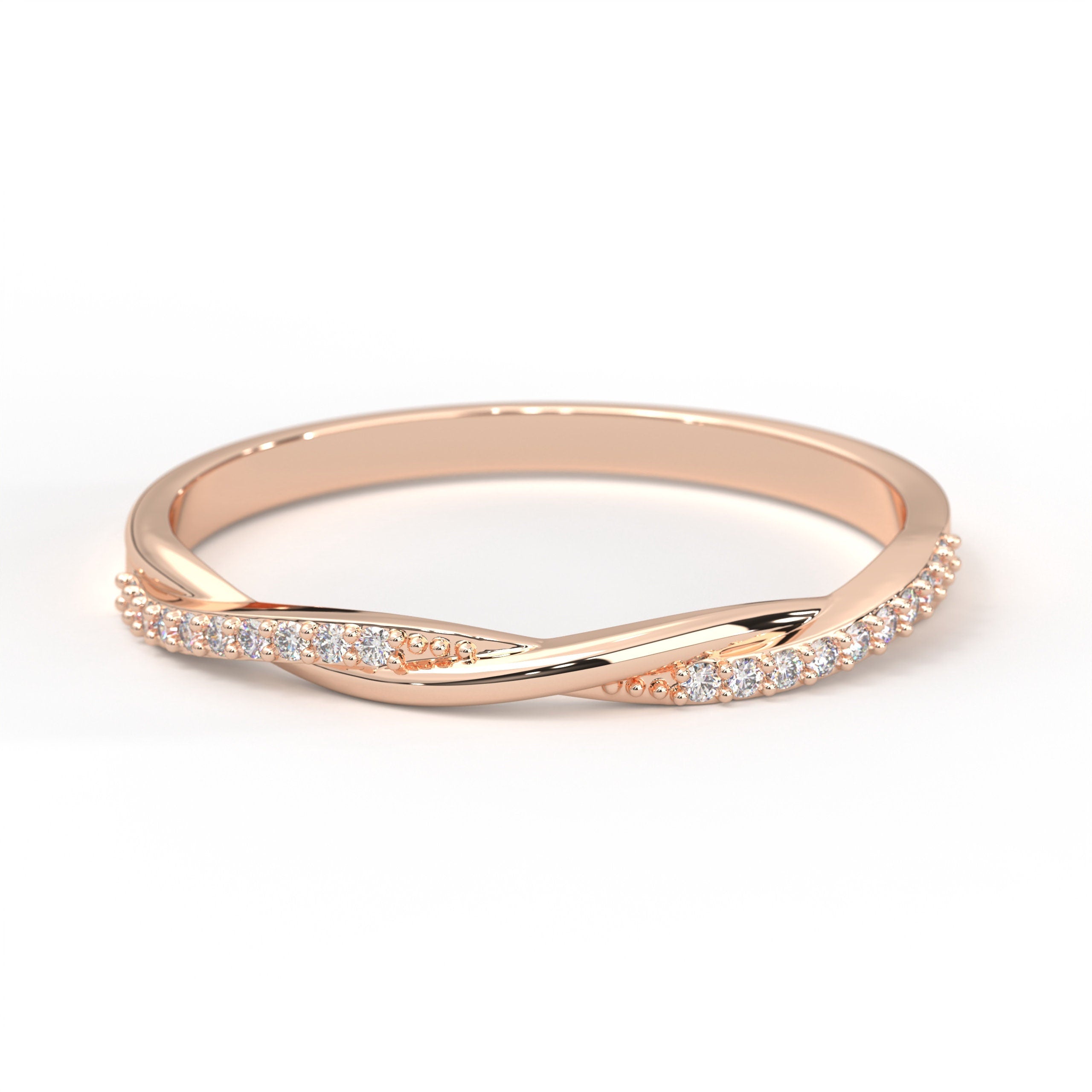 Gold Twist Ring – Half Eternity Vine Stacking Band