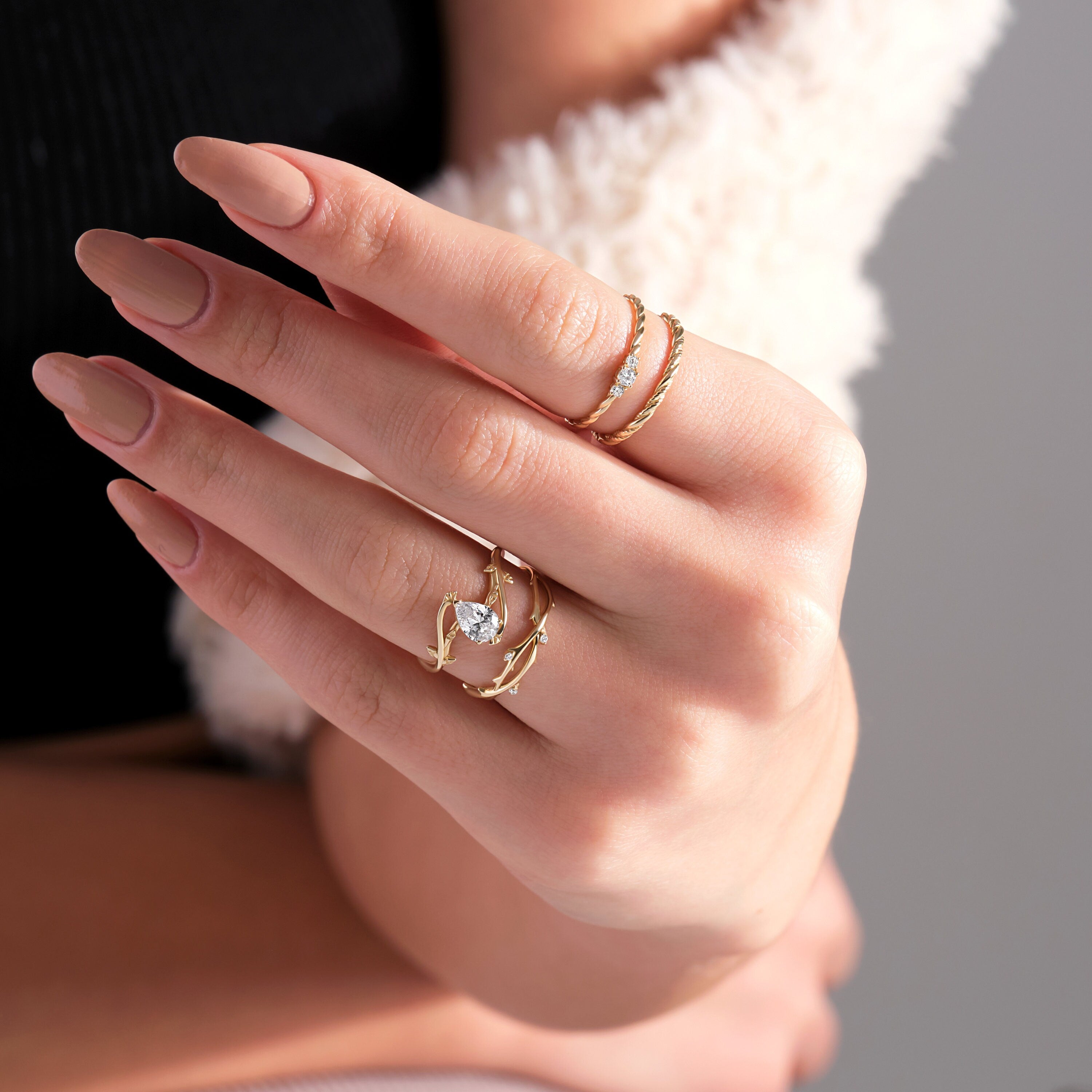 Solid Gold Floral Ring