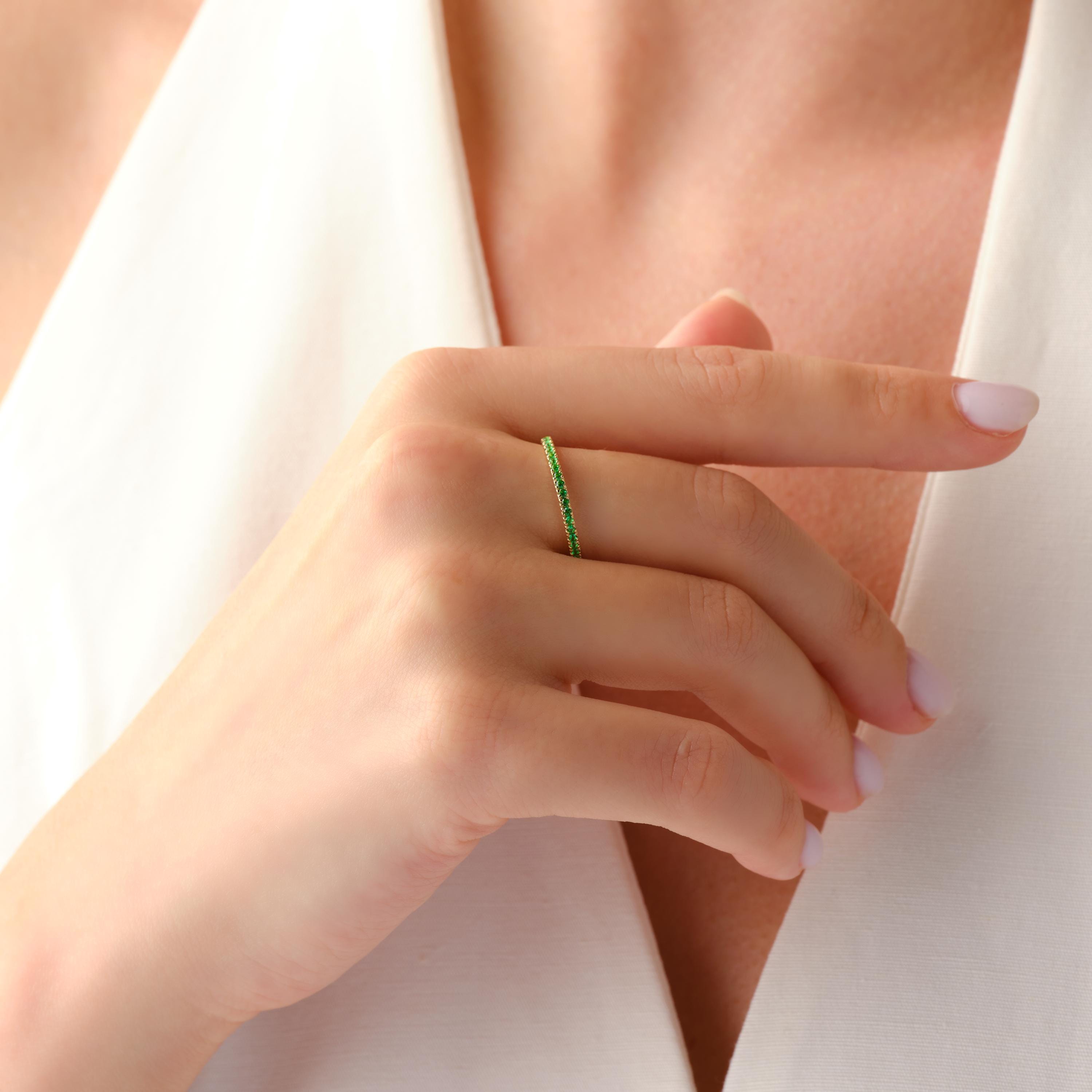 Personalized Birthstone Emerald Stacking Ring