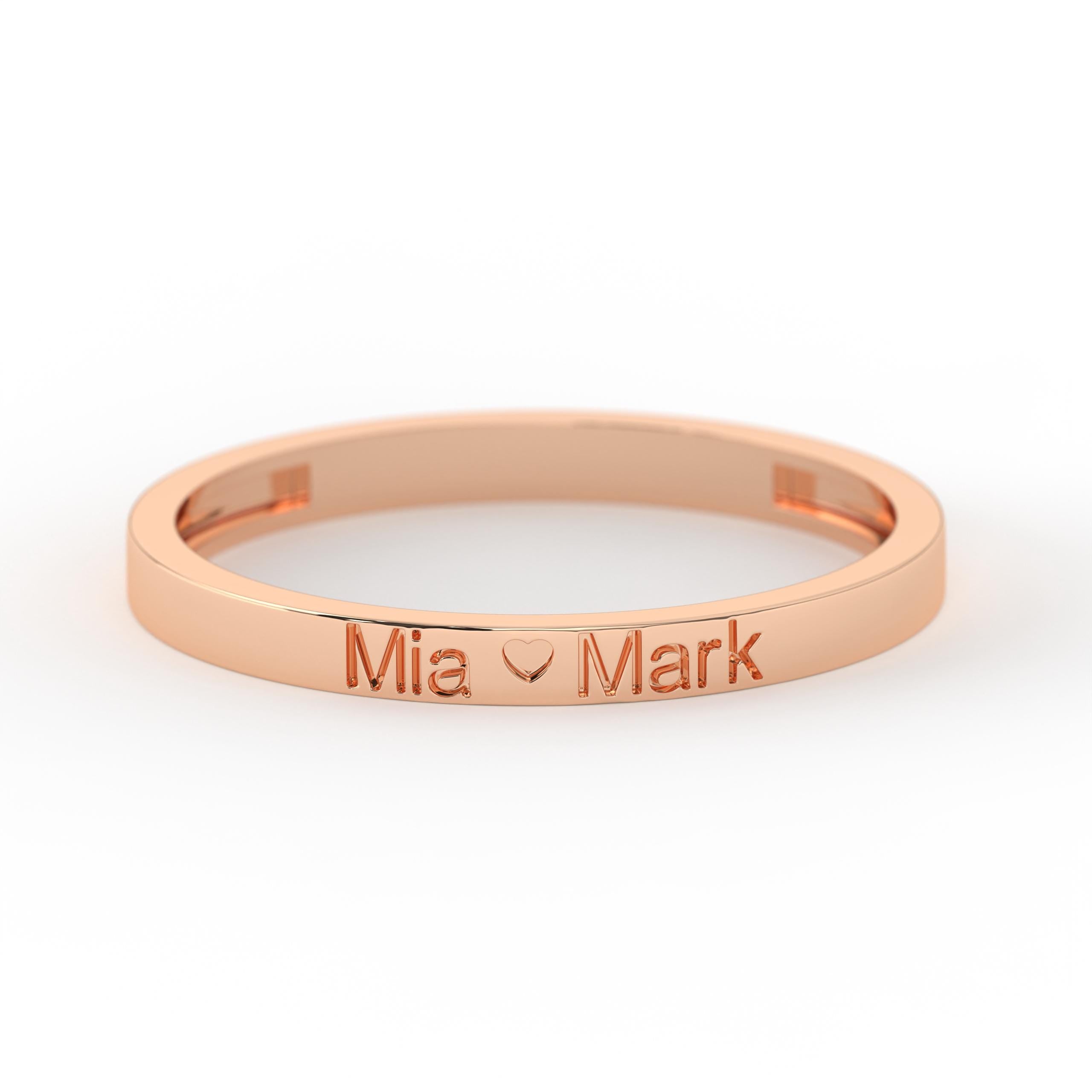 Custom Engraved Gold Ring Personalized Name Band