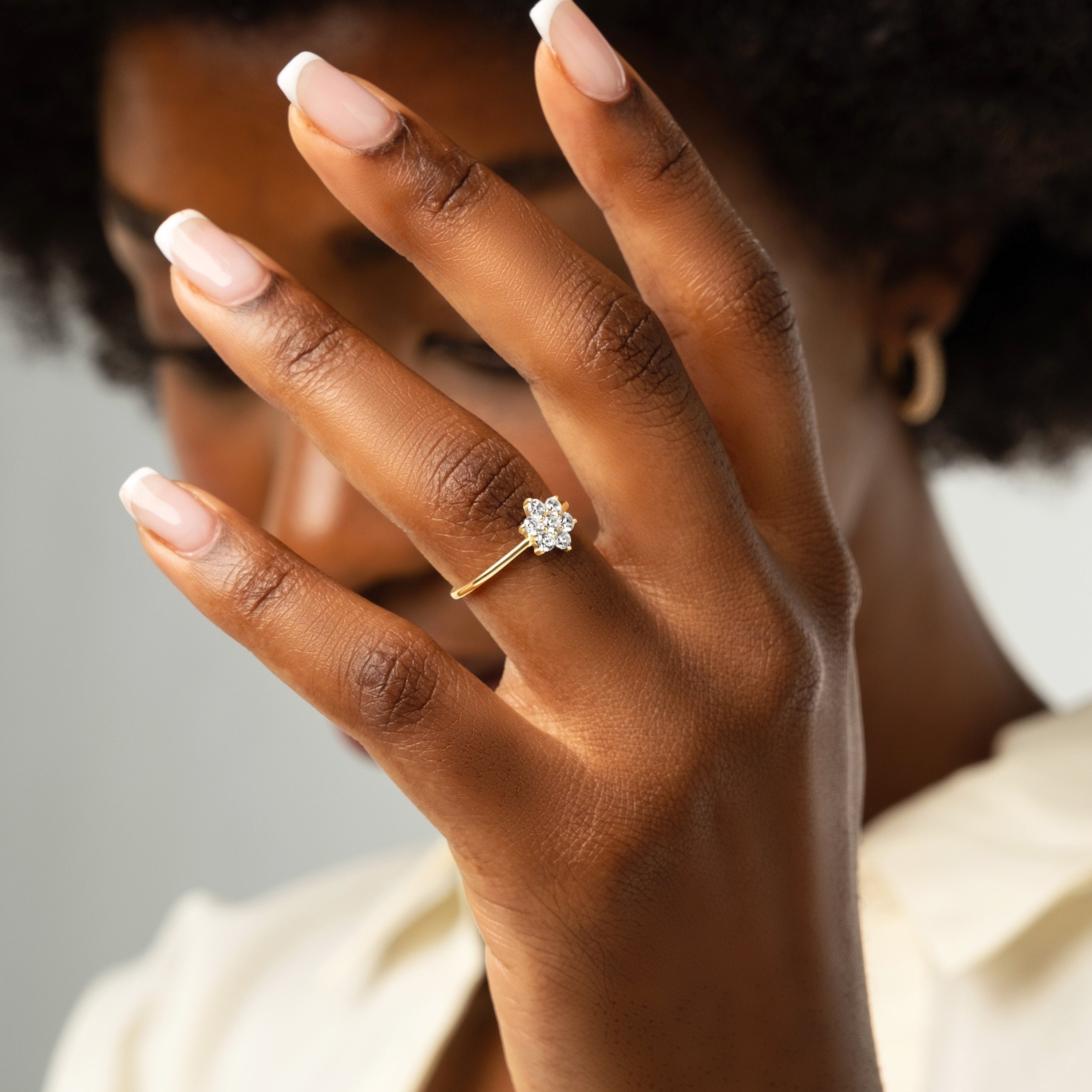 Dainty Diamond Daisy Ring