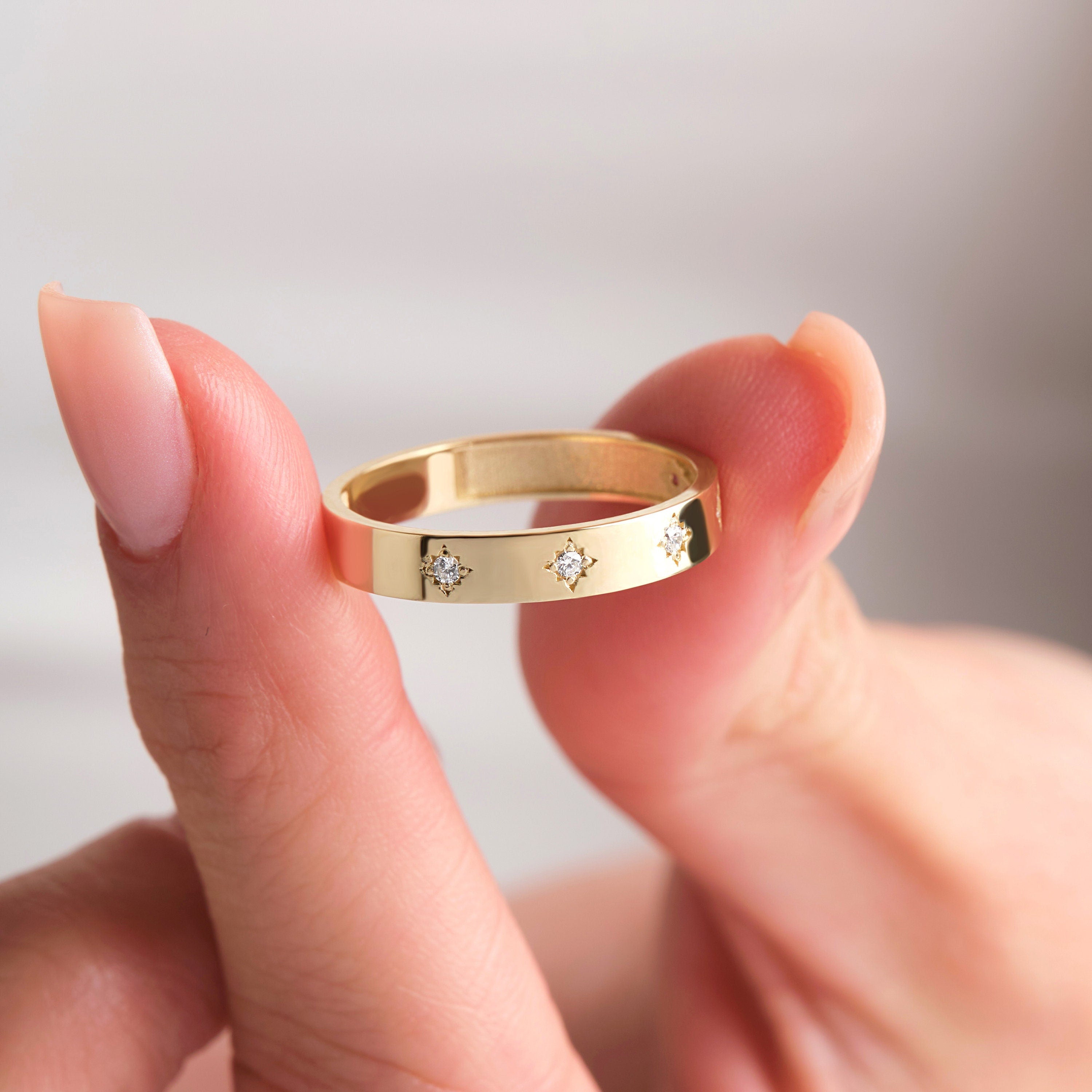 Celestial Diamond Starburst Gold Ring