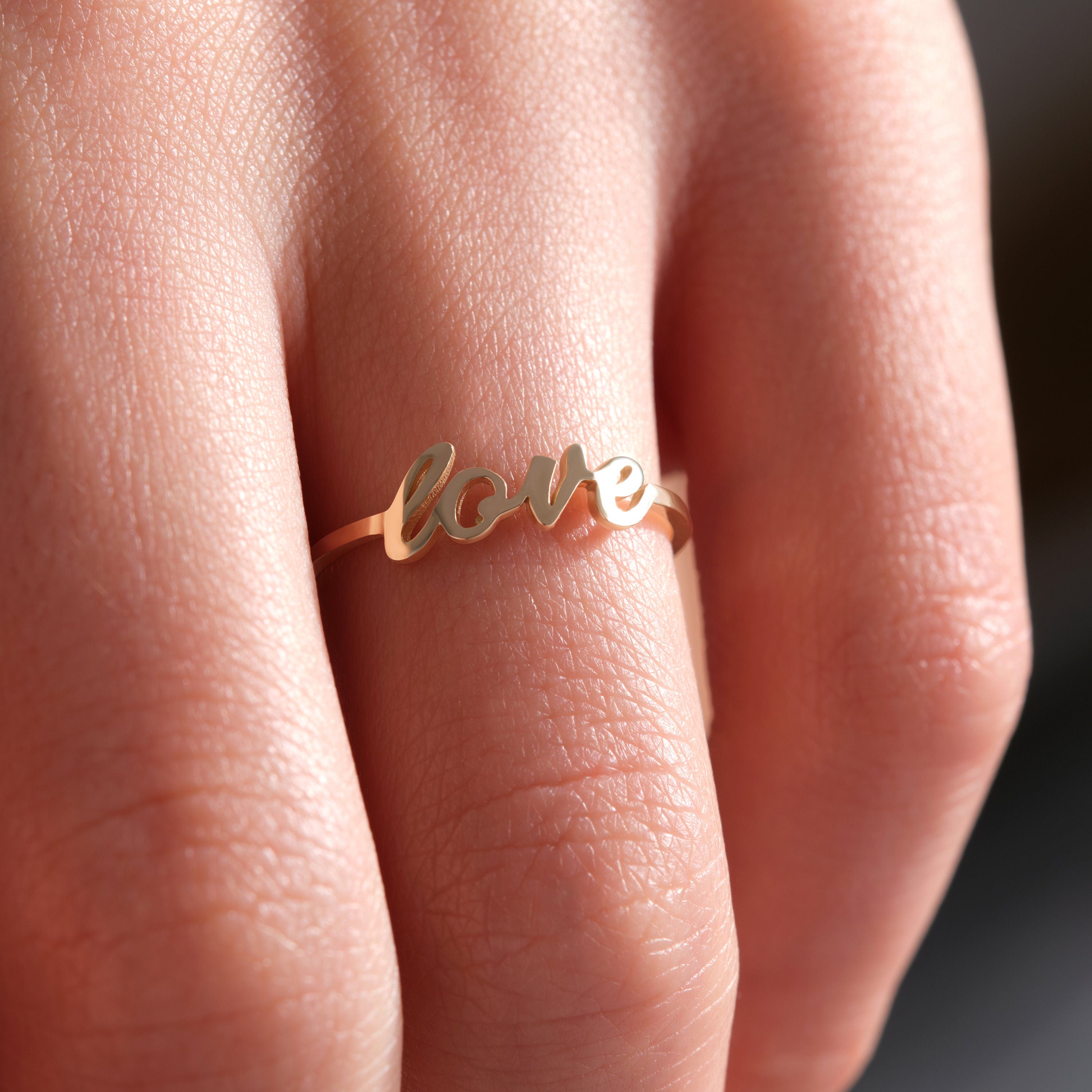 14K Gold Love Ring Handcrafted Solid Band