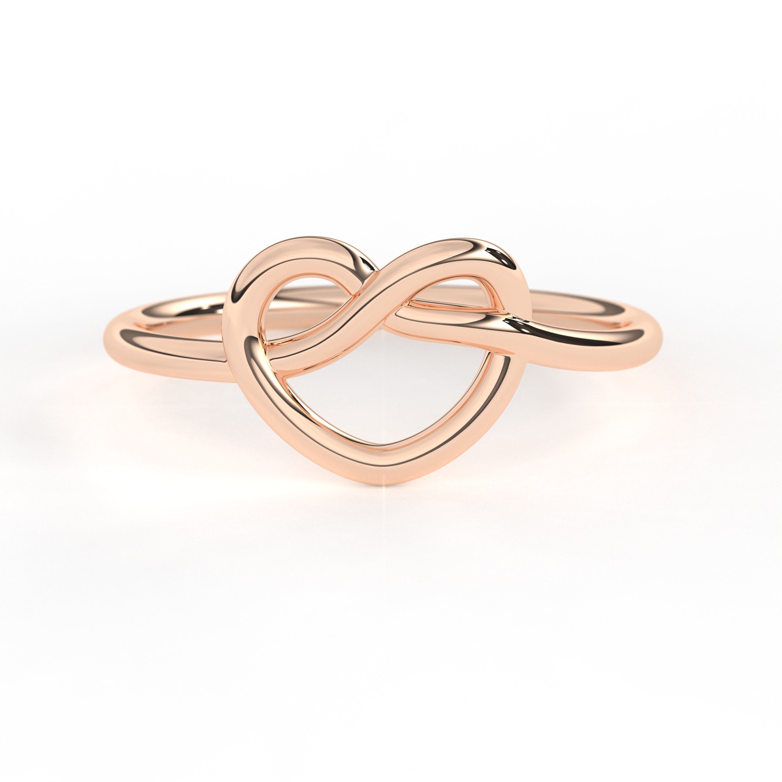 Solid Gold Heart Ring Love Knot