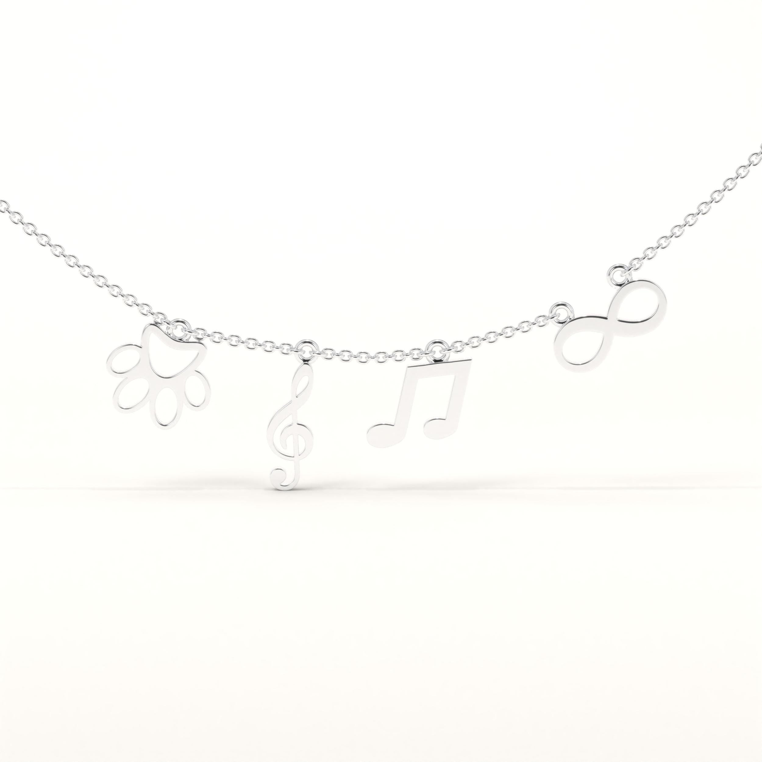 Gold Charm Necklace Customizable Paw Music Infinity