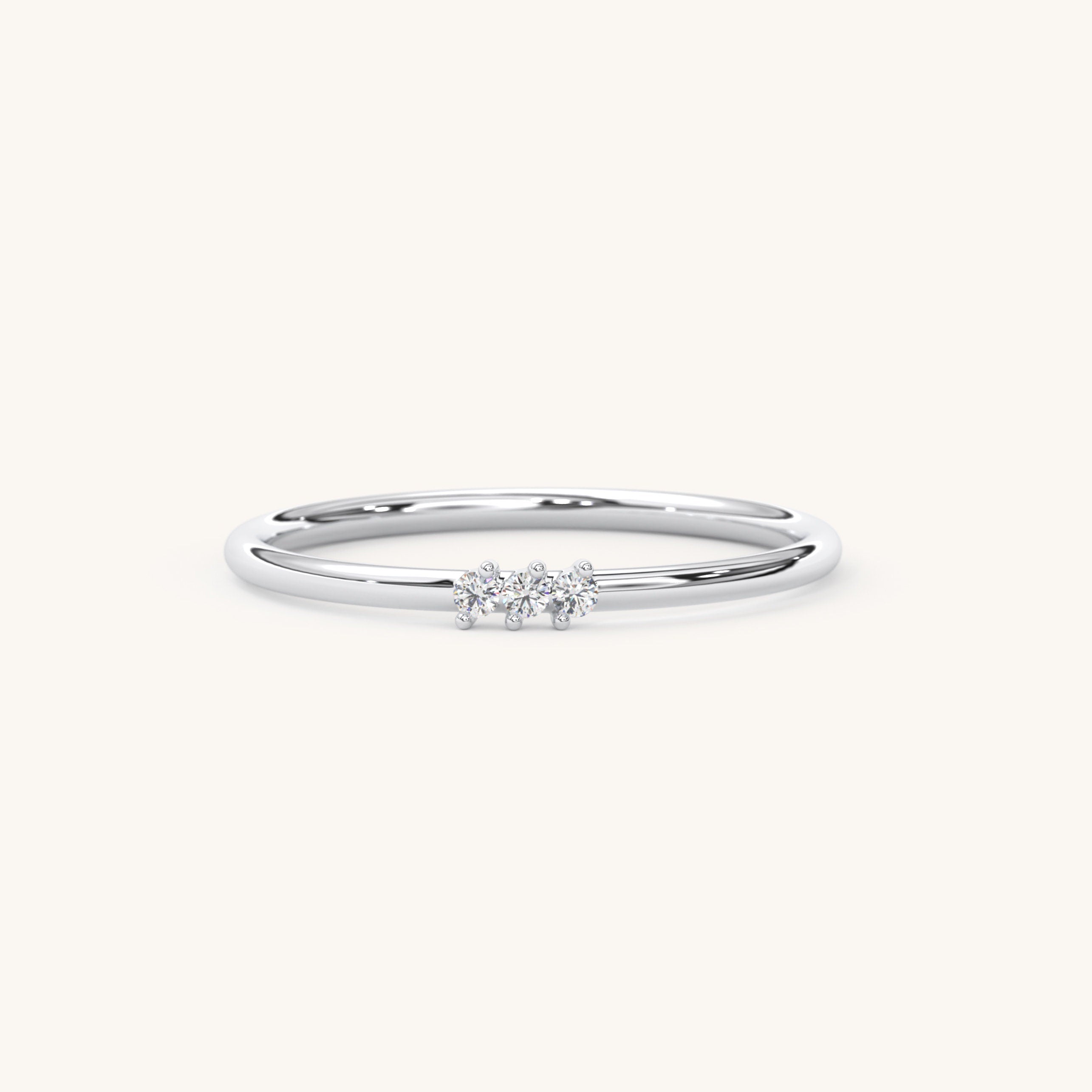 Solid Gold Three Stone Diamond Band