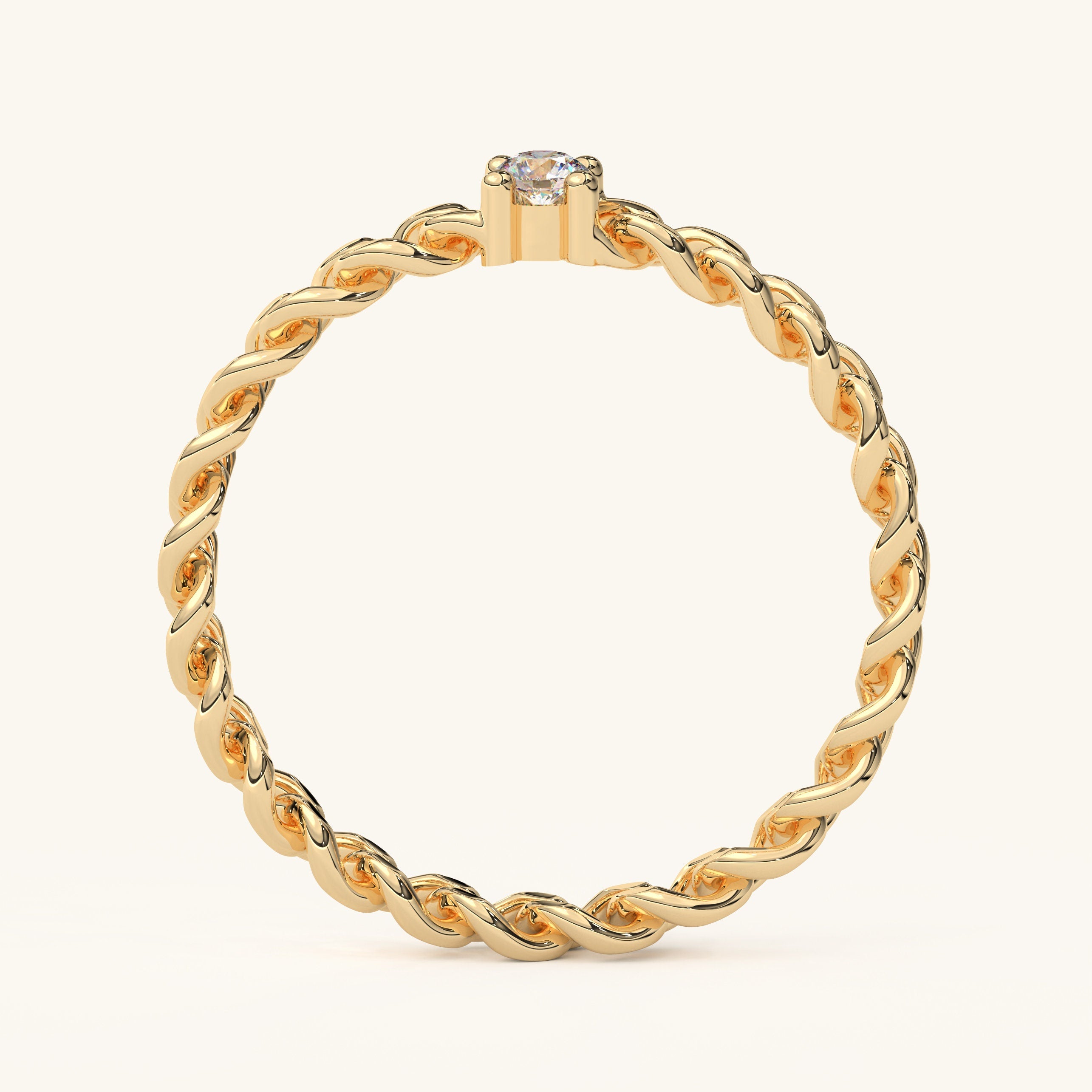 Solid Gold Cuban Link Diamond Ring