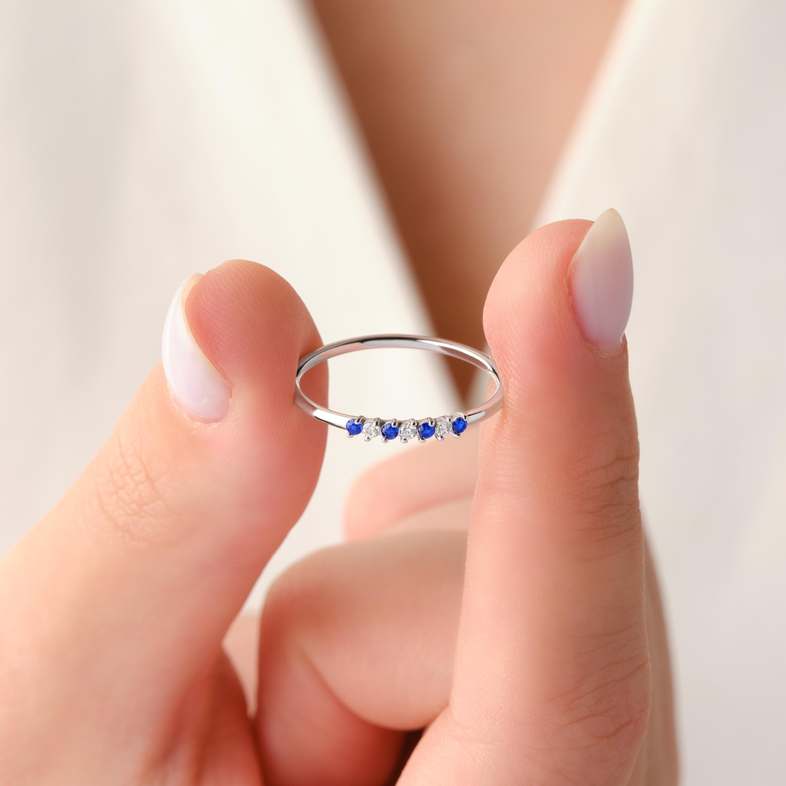 White Gold Sapphire Ring Custom Gold Band