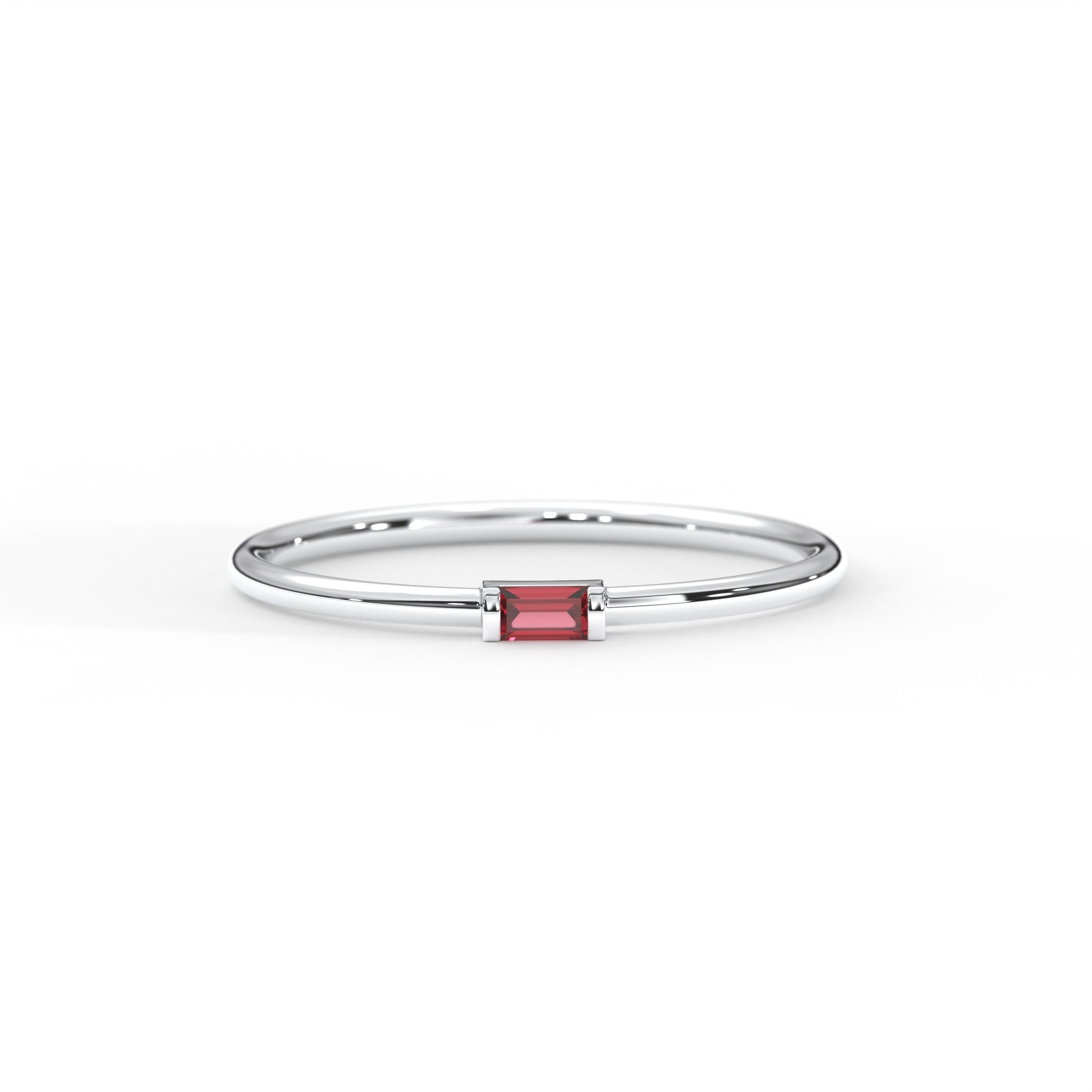 Garnet Birthstone Ring Personalized Solid Gold Band