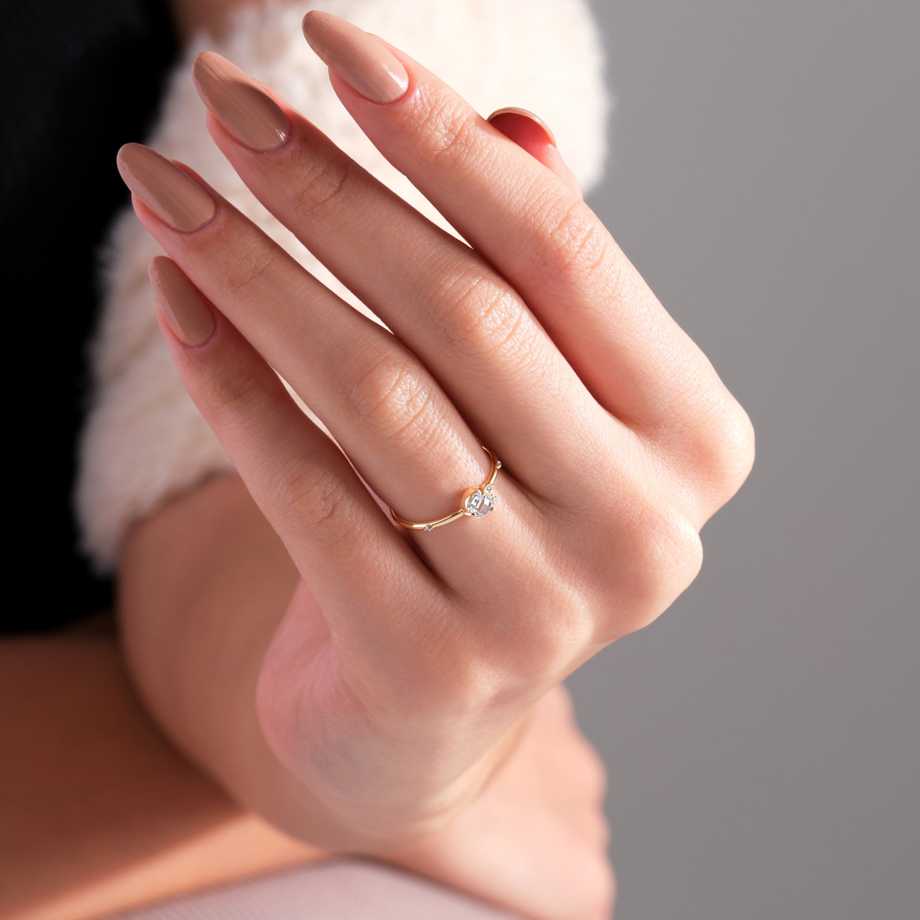 Bezel Set Multi Stone Bubble Diamond Ring