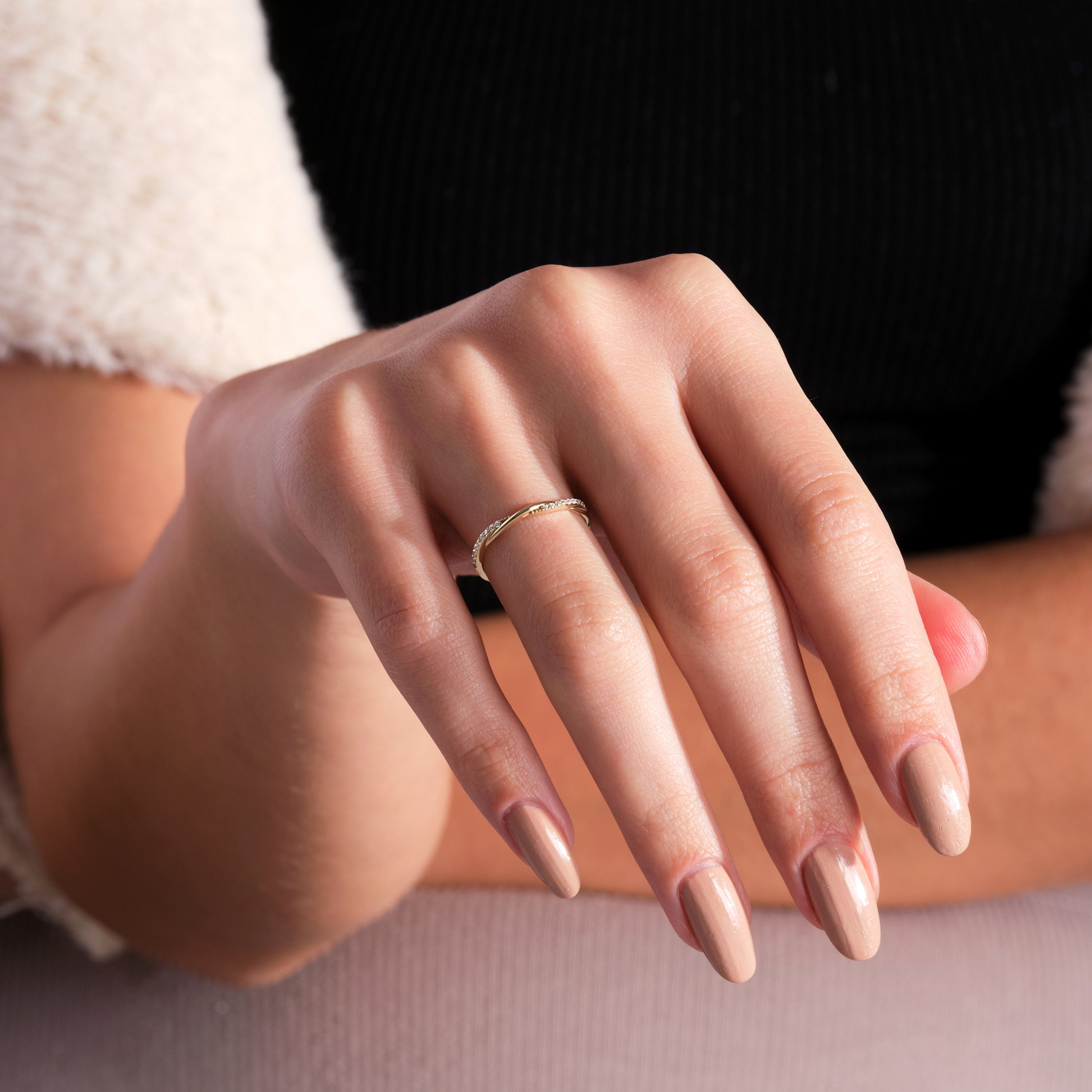 Gold Twist Ring – Half Eternity Vine Stacking Band