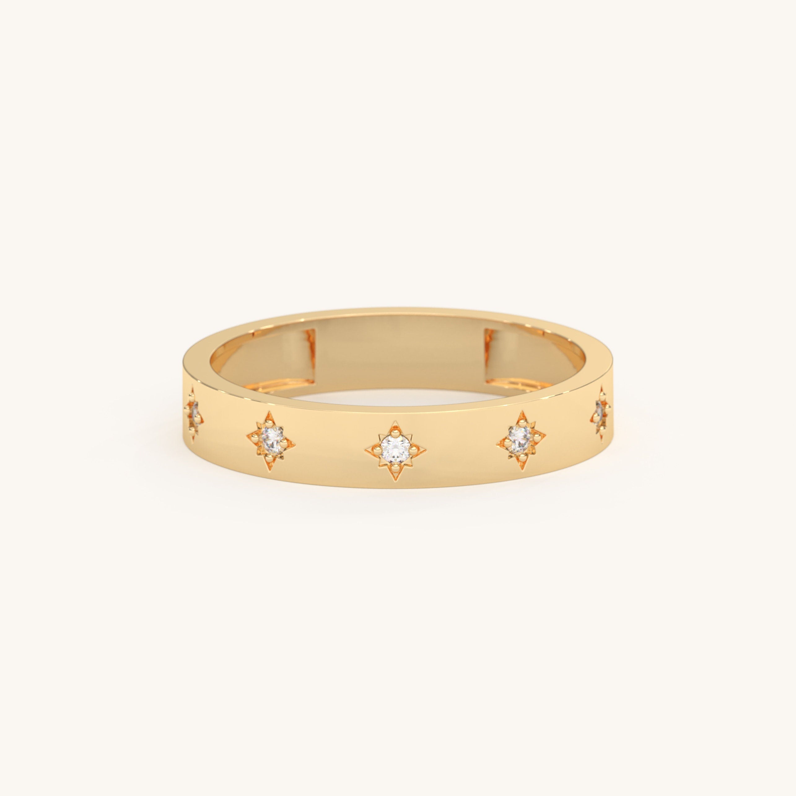 Celestial Diamond Starburst Gold Ring
