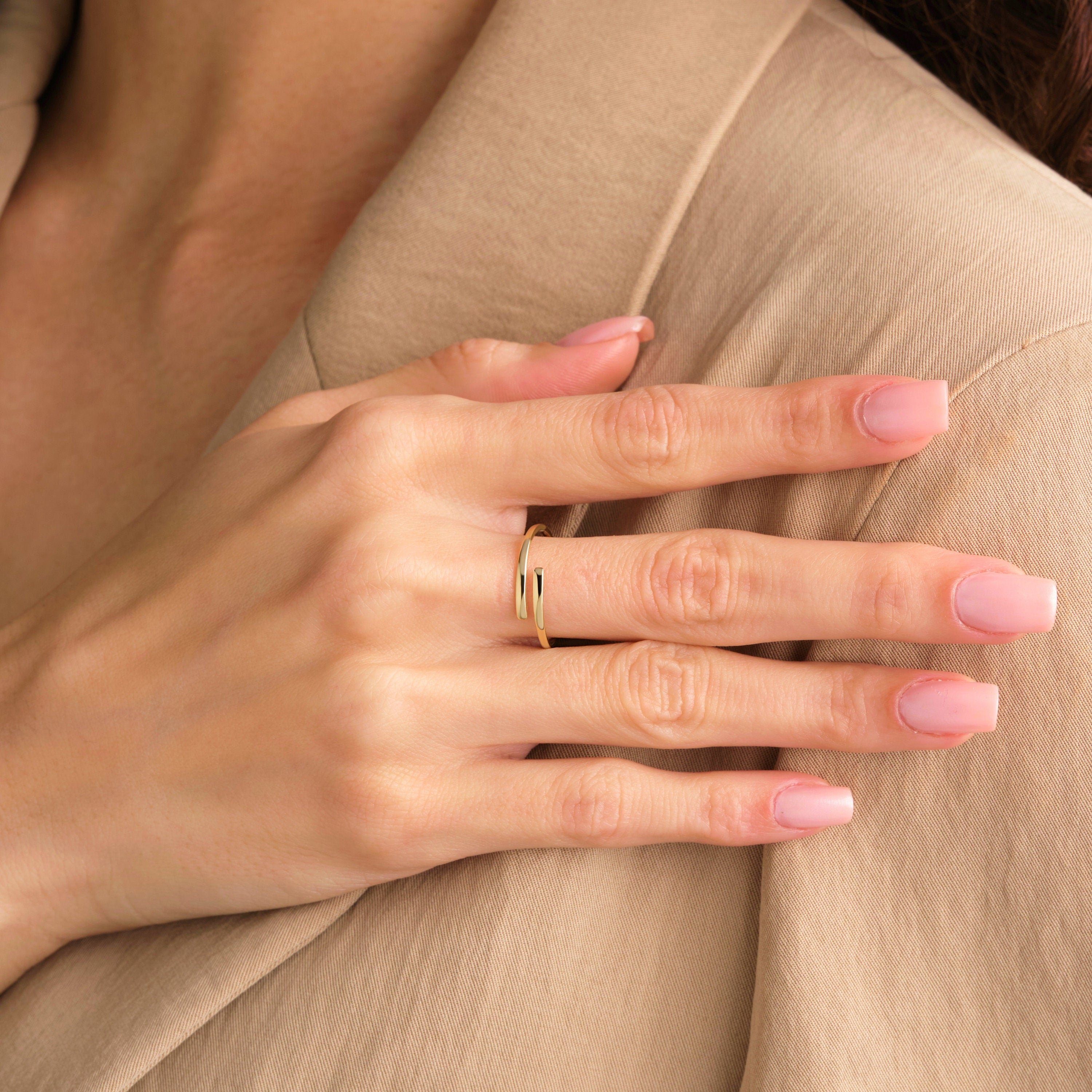 Solid Gold Wrap Ring Spiral Band