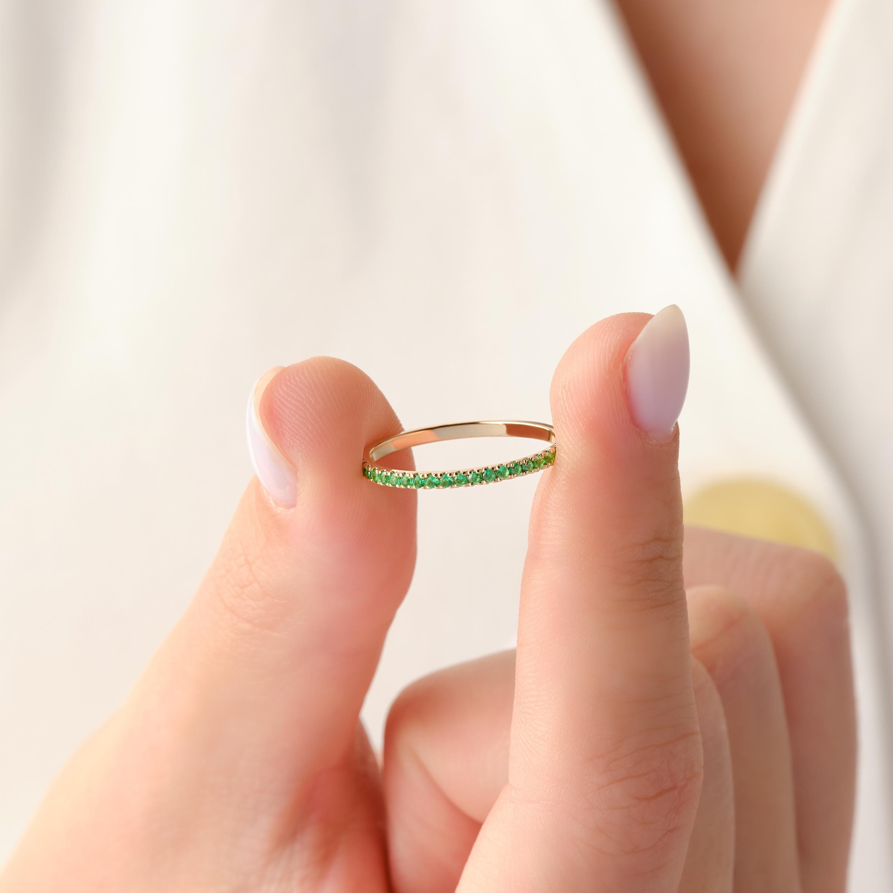 Personalized Birthstone Emerald Stacking Ring