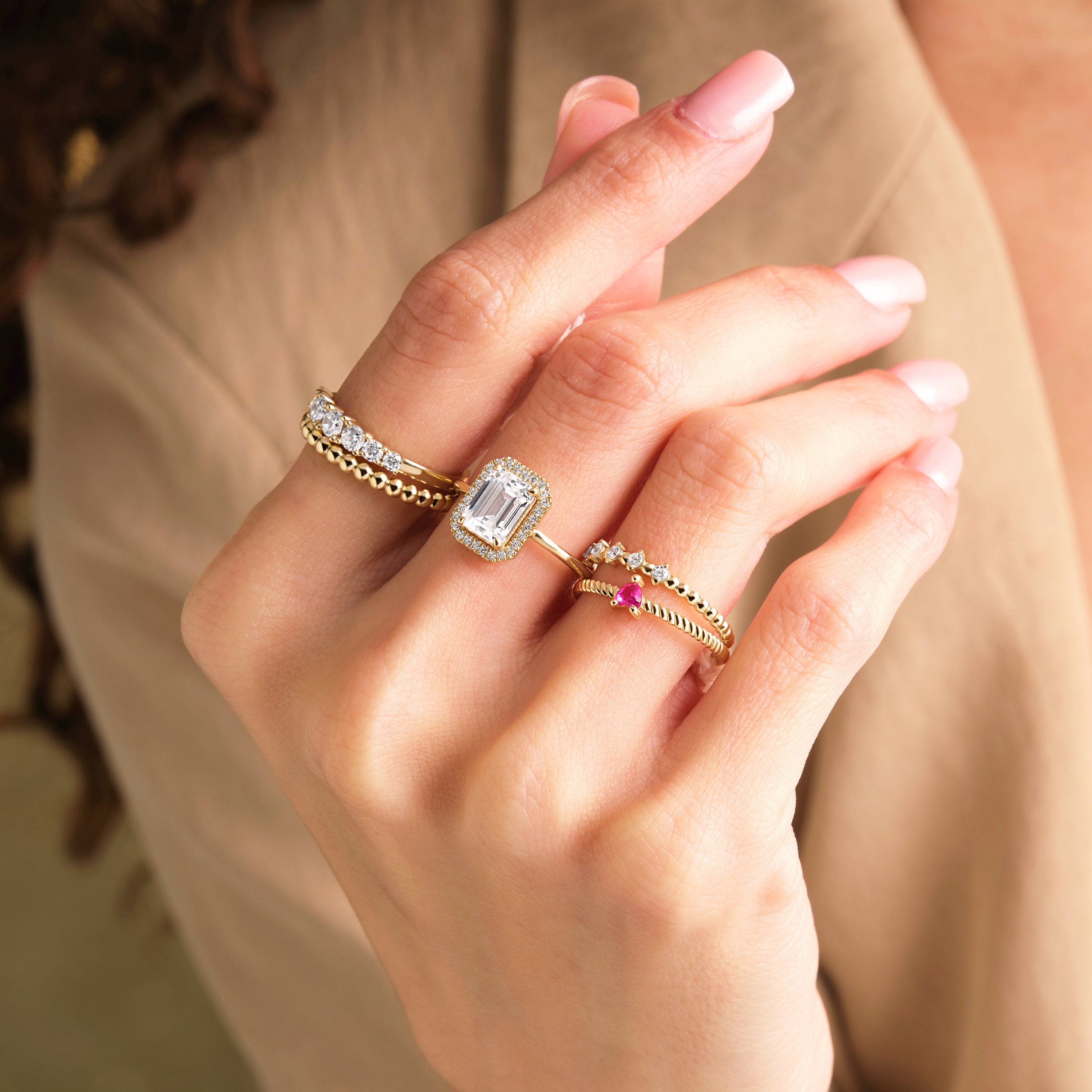 Solid Gold Heart Ring Twisted Ruby Birthstone