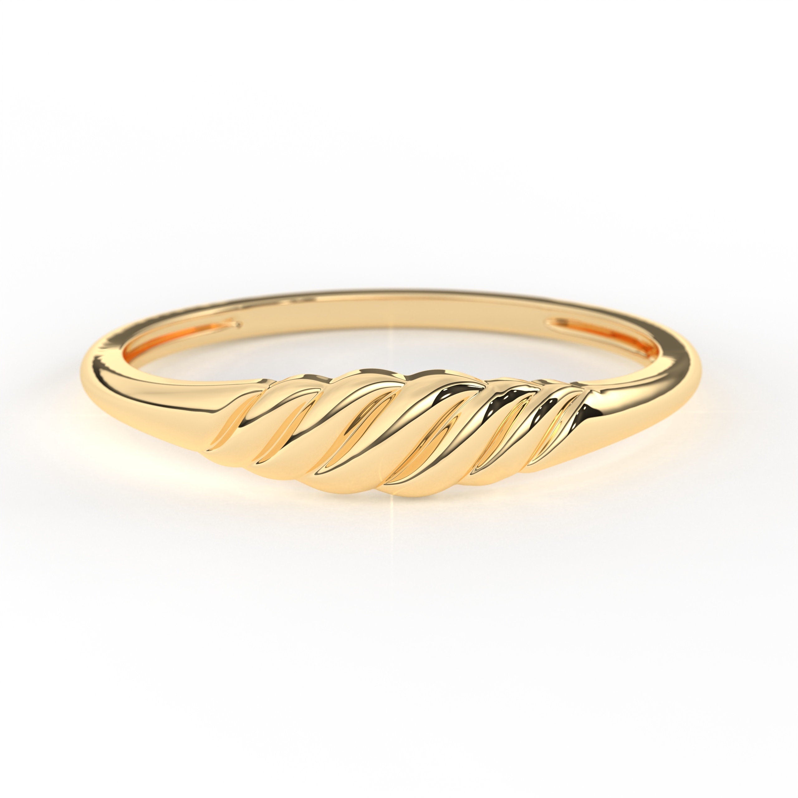 Solid Gold Croissant Ring Minimalist Style