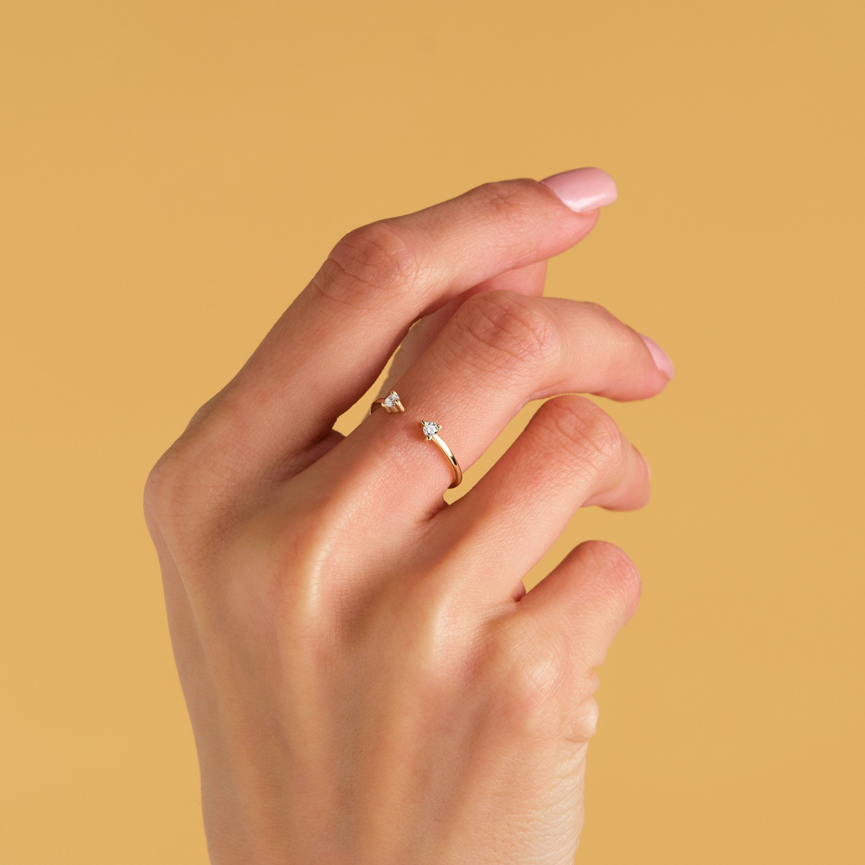 Diamond Cuff Ring Open Design Petite Band