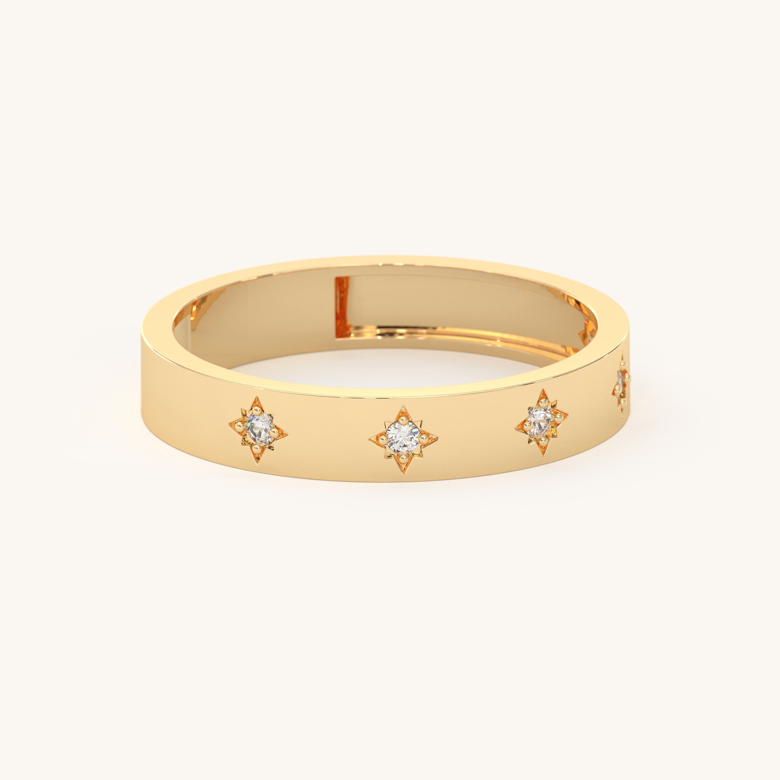 Celestial Diamond Starburst Gold Ring