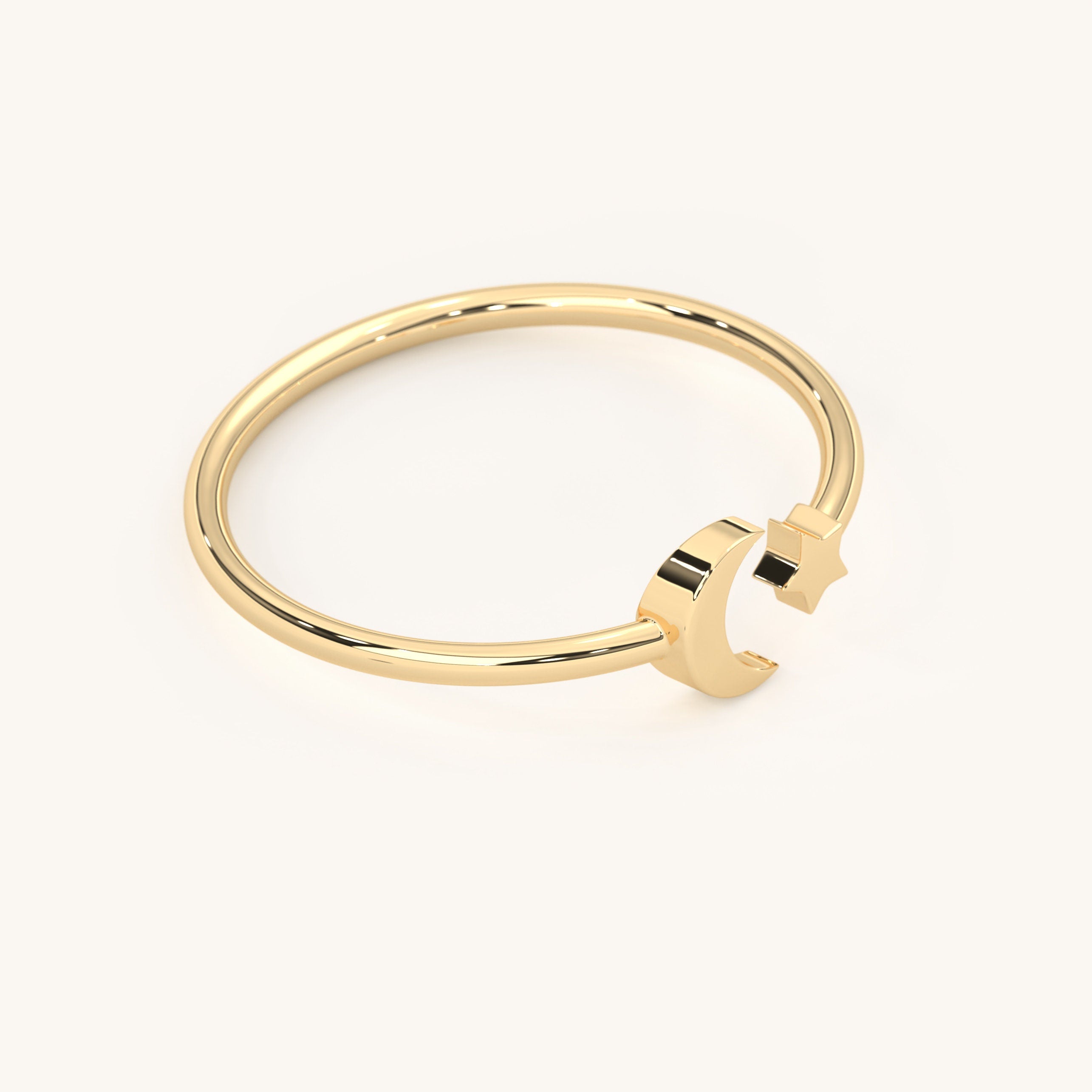 Solid Gold Moon Ring Celestial Petite