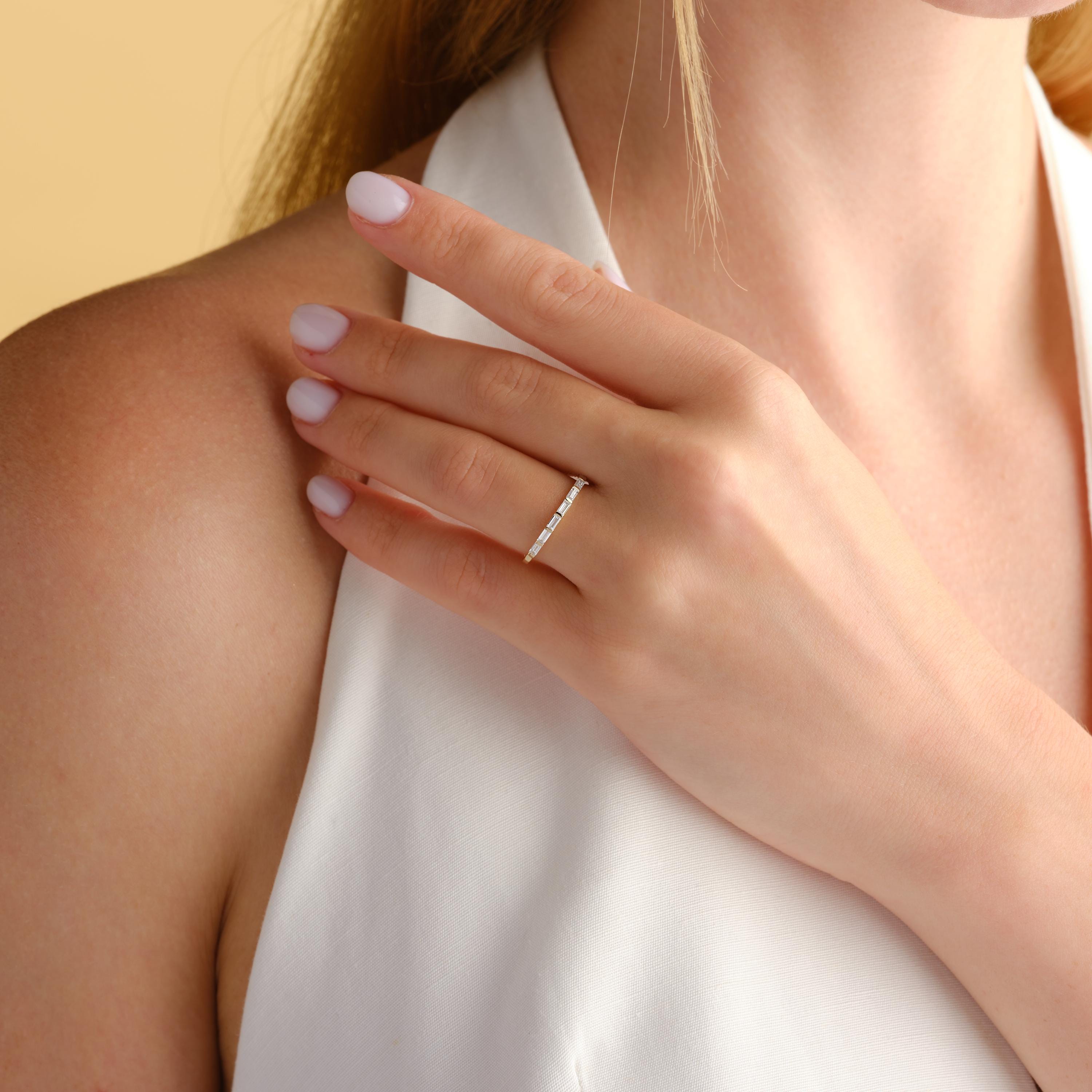 Baguette Wedding Band Solid Gold Diamond Ring
