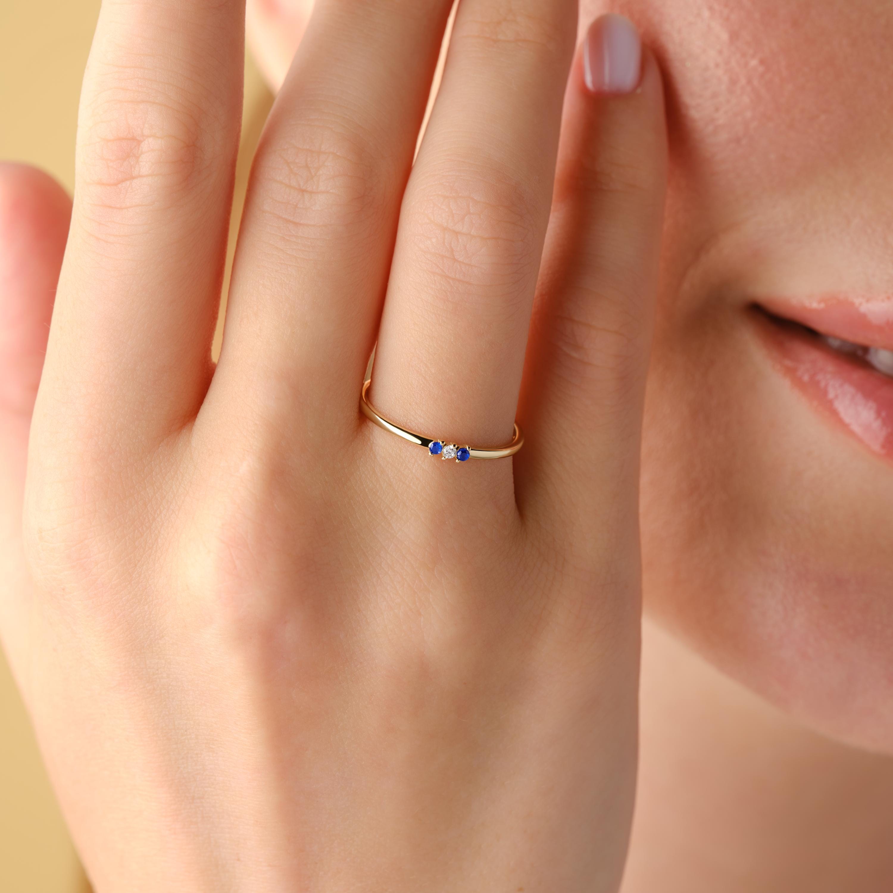 Solid Gold Stacking Sapphire Ring