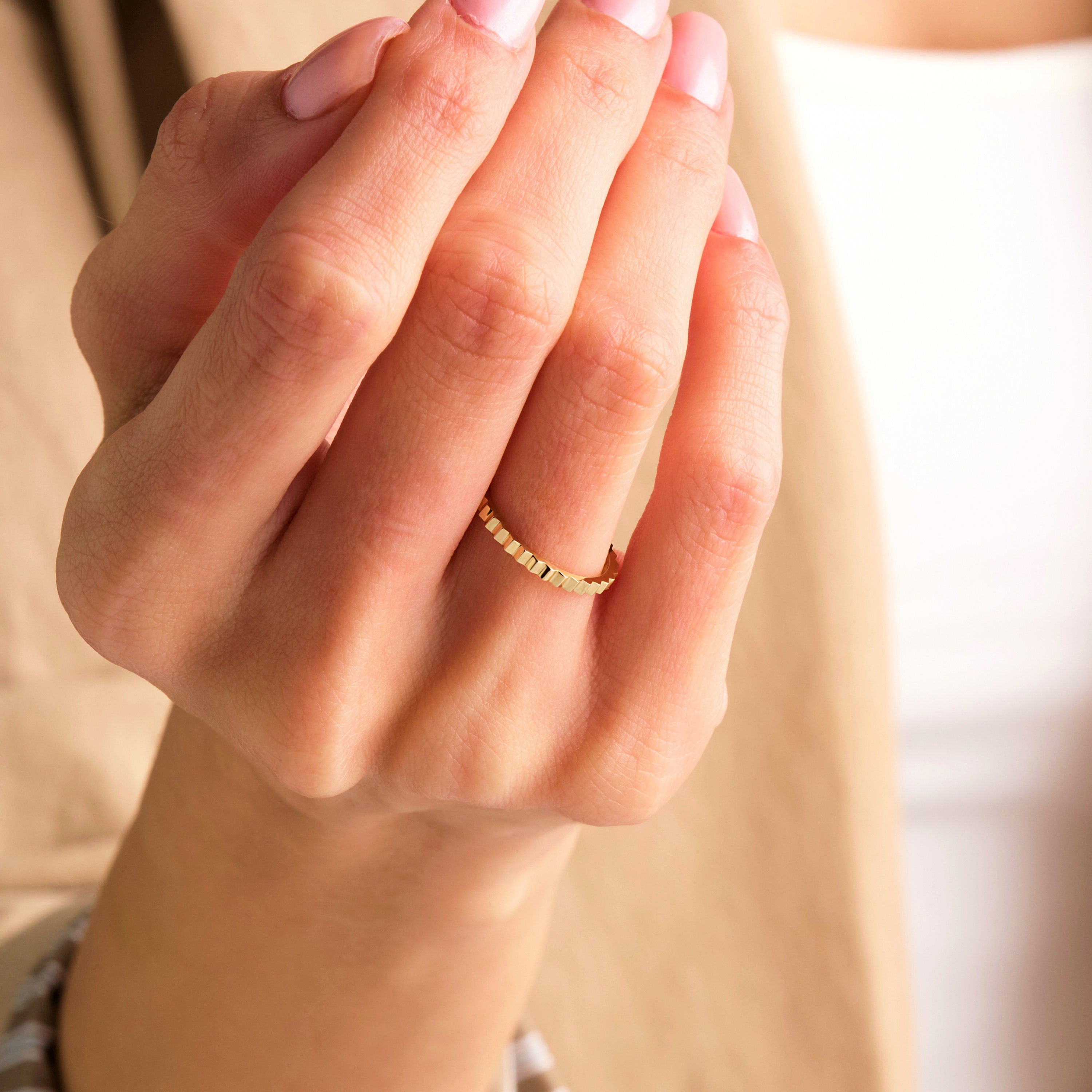 Solid Gold Textured Ring