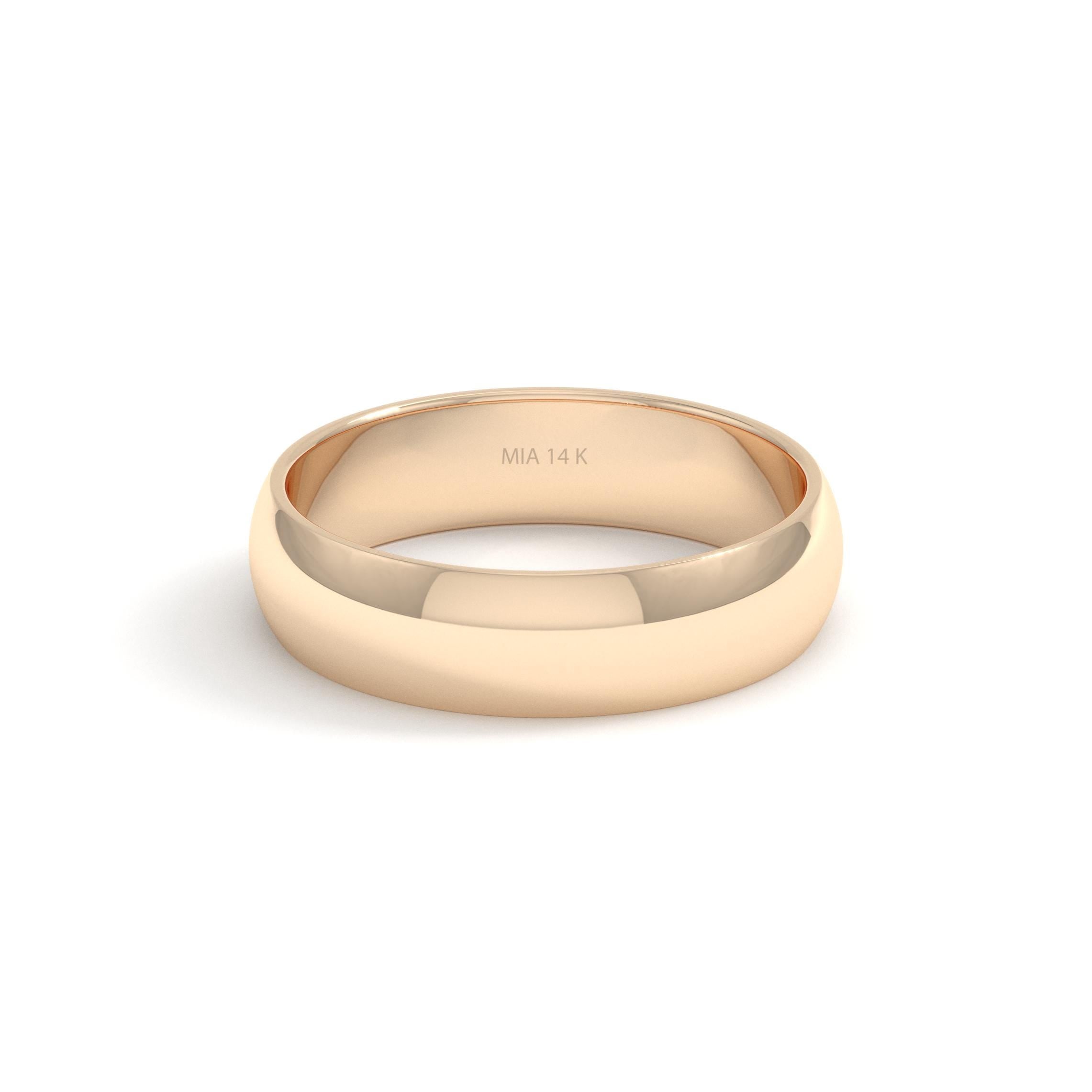 Solid Gold Wedding Band 5mm Comfort Fit Ring