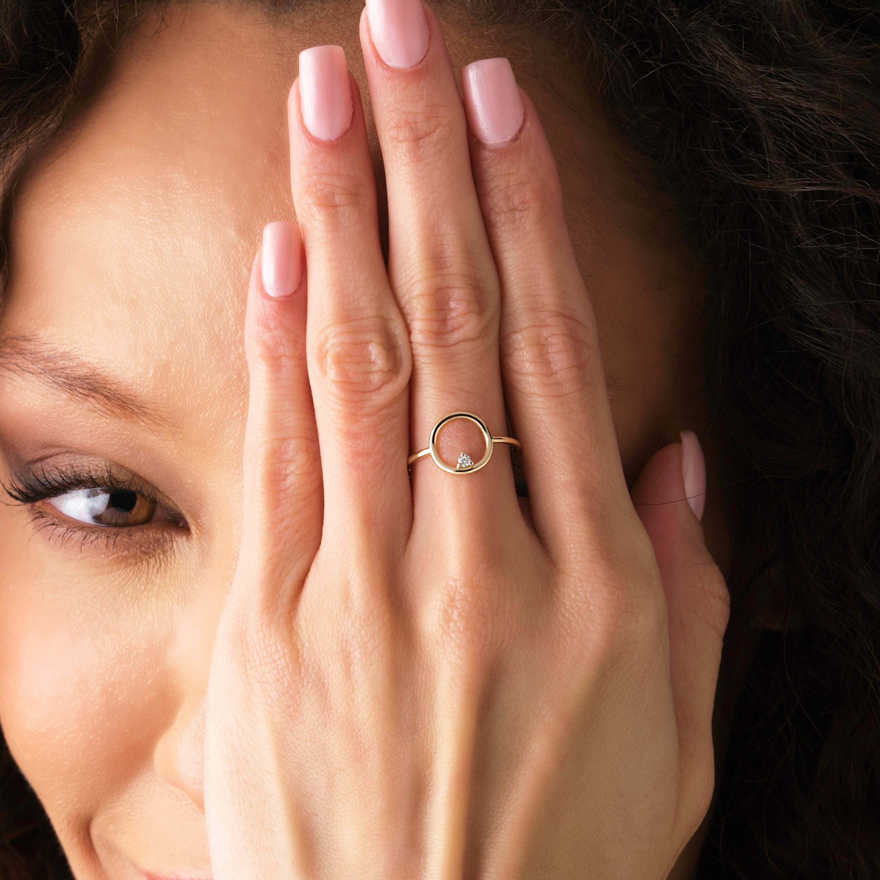 Solid Gold Open Circle Ring